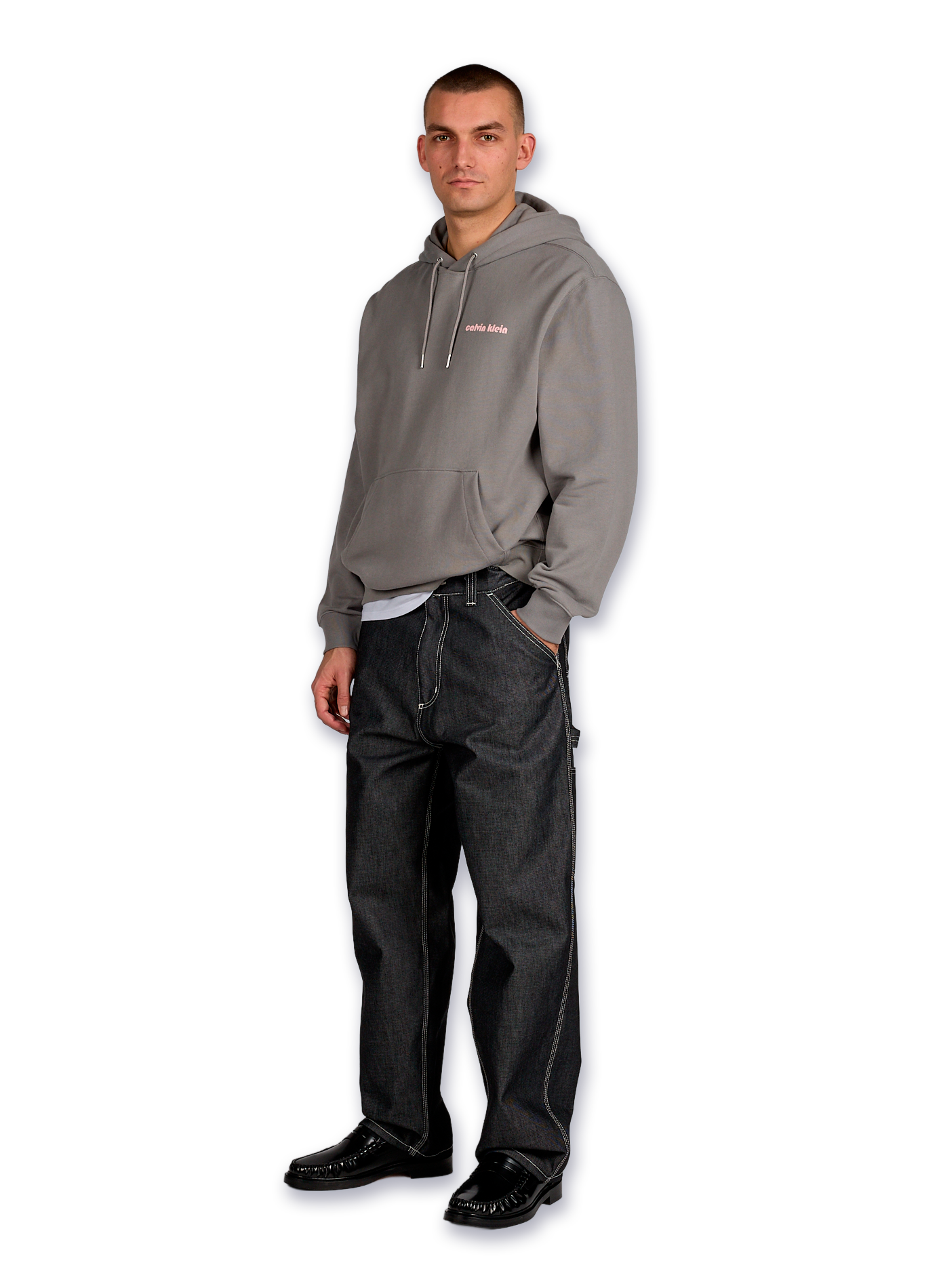 Hoodie à capuche en coton mélangé CALVIN KLEIN Gris