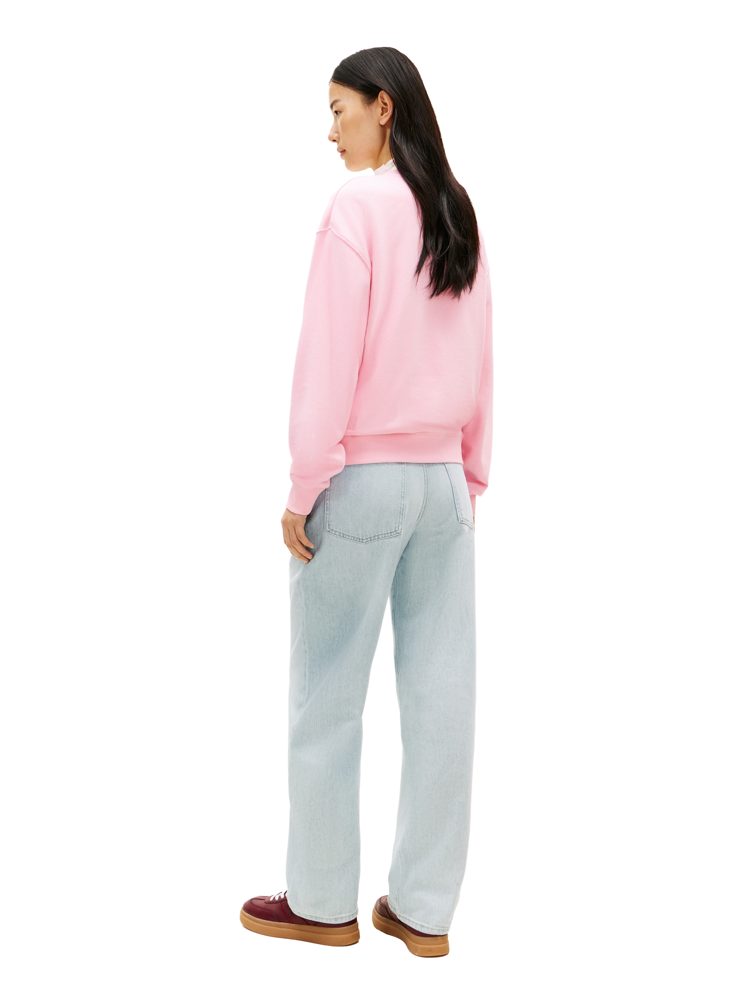 Sweat droit brodé en coton mélangé TOMMY HILFIGER Rose