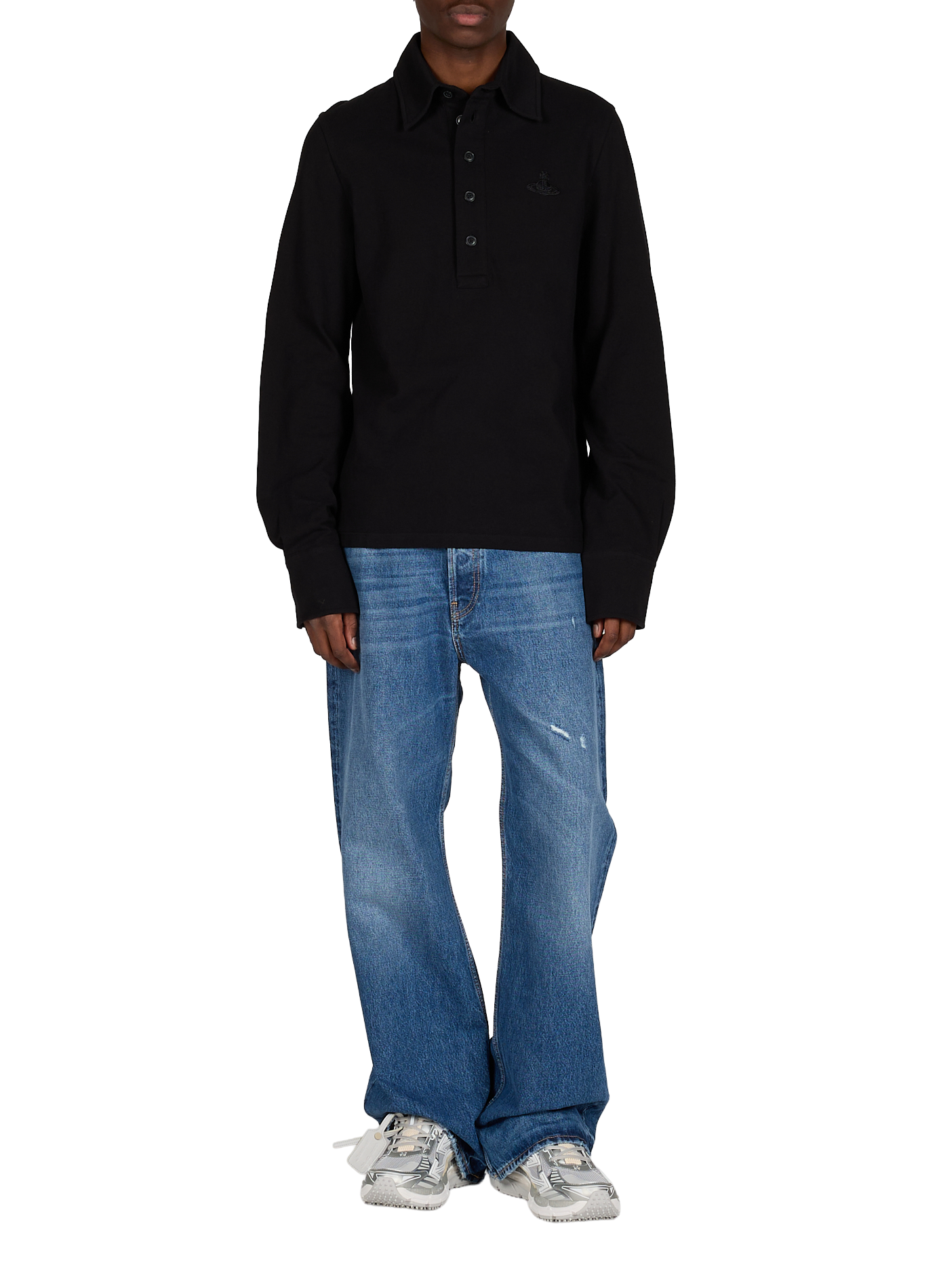 Long-sleeve cotton Polo shirt VIVIENNE WESTWOOD Black