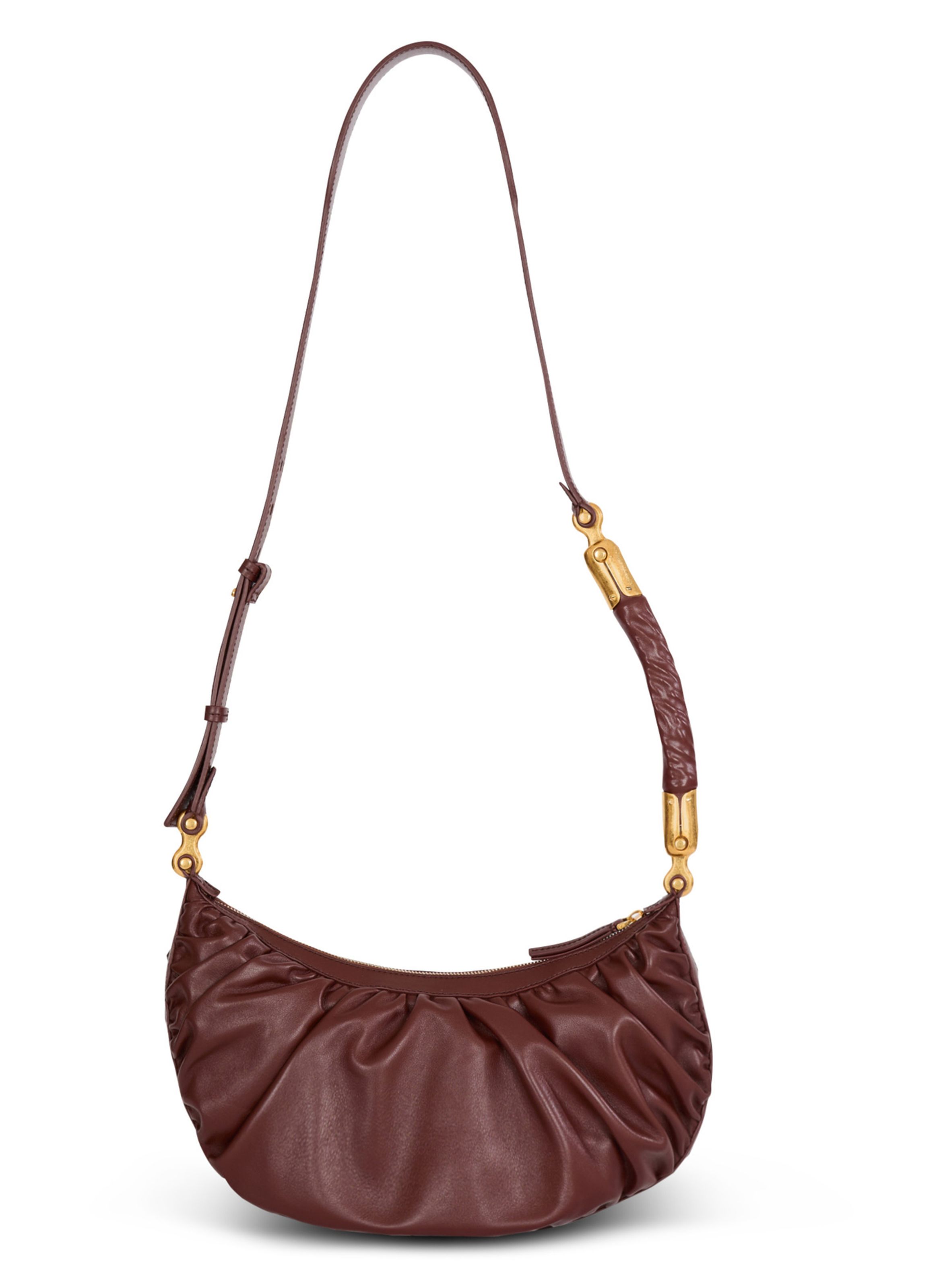 Sac ebene hobo en cuir de veau BALMAIN Marron