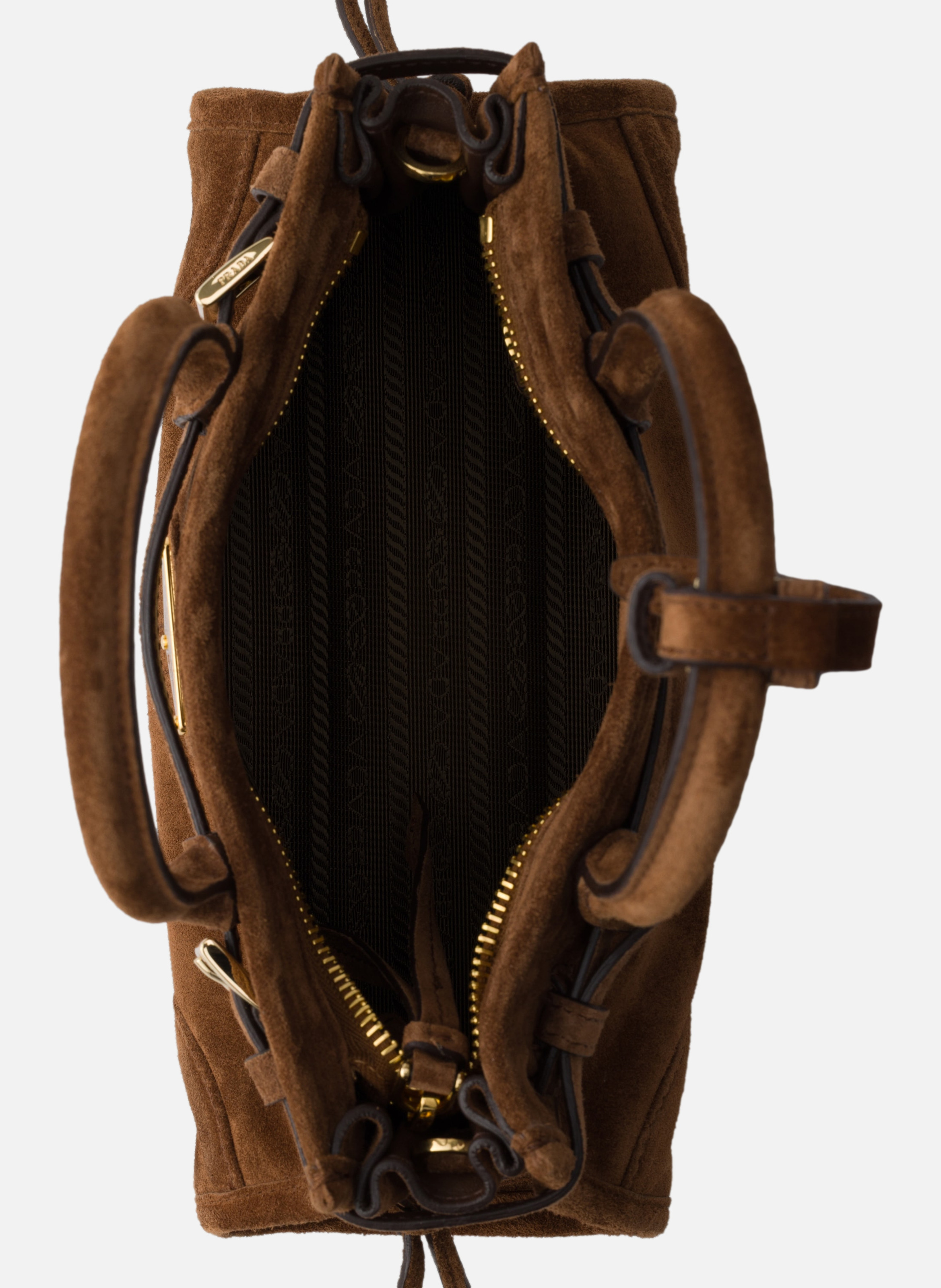 Mini sac prada bonnie en daim PRADA Marron