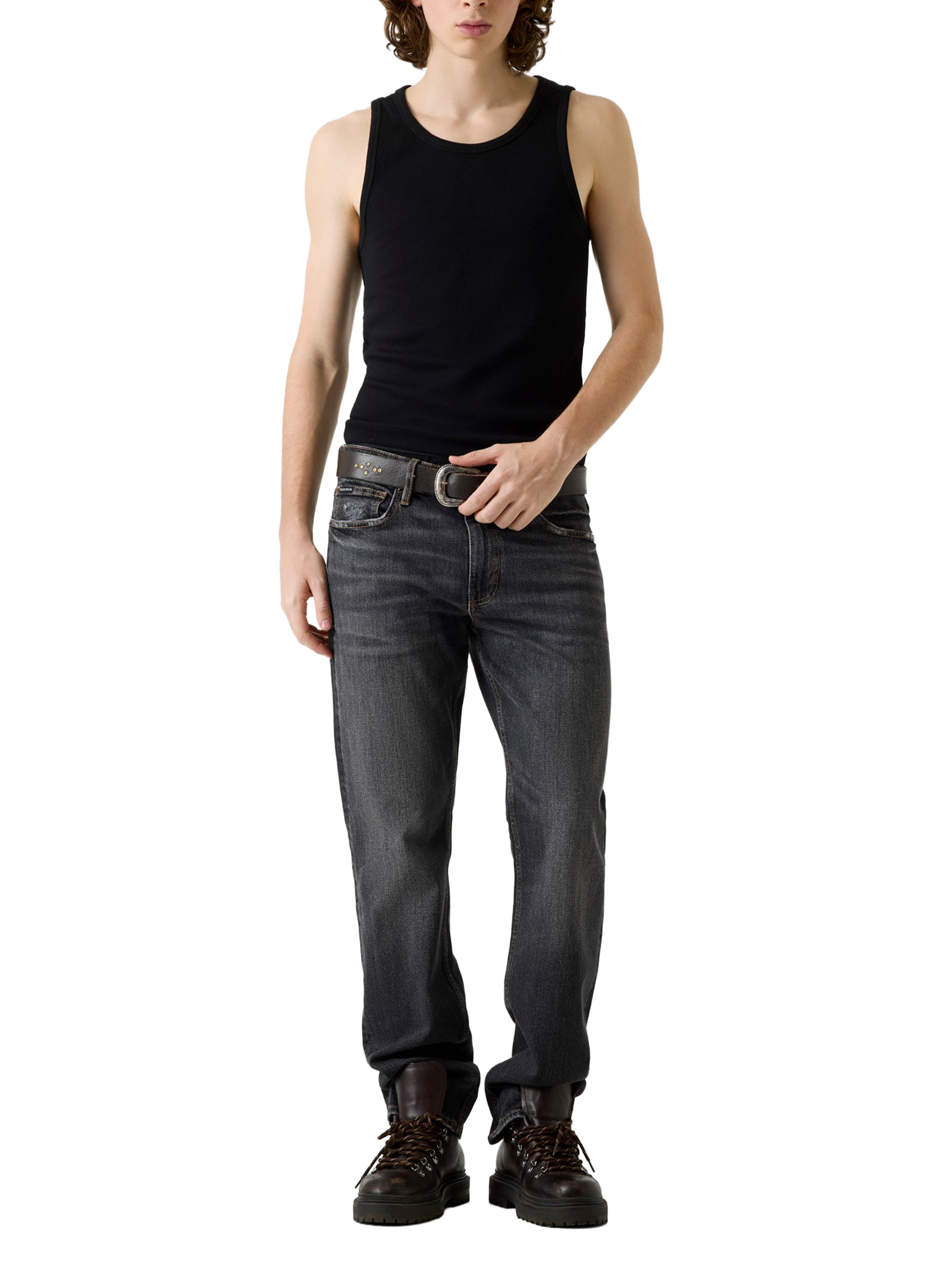 Jean droit en coton mélangé GUESS Gris