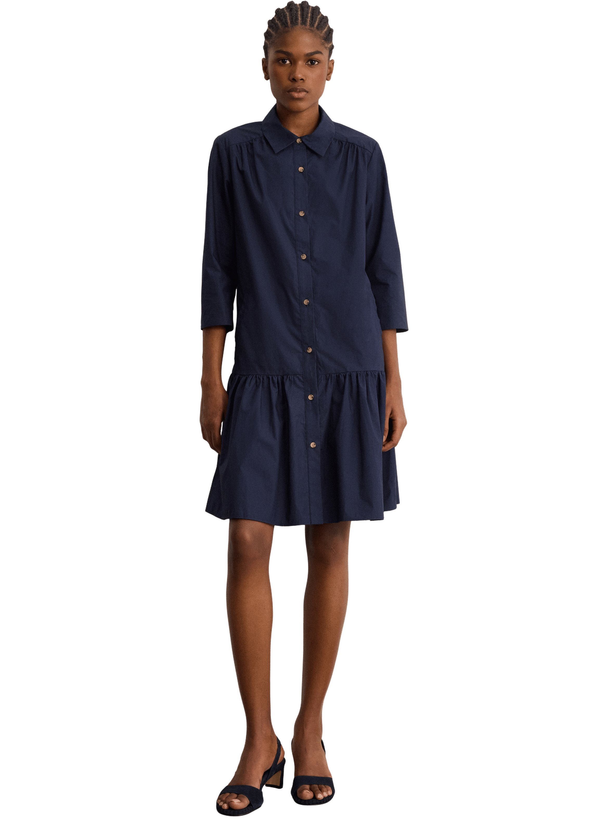 Robe chemise volantée en coton - amara PABLO Bleu