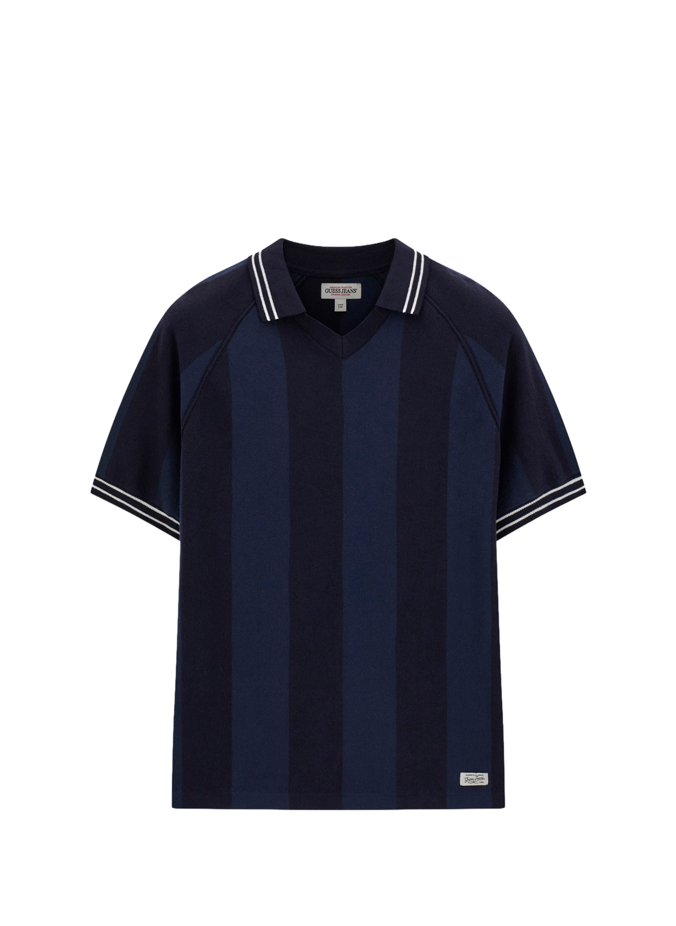 Striped short-sleeved polo in blended cotton GUESS Blue