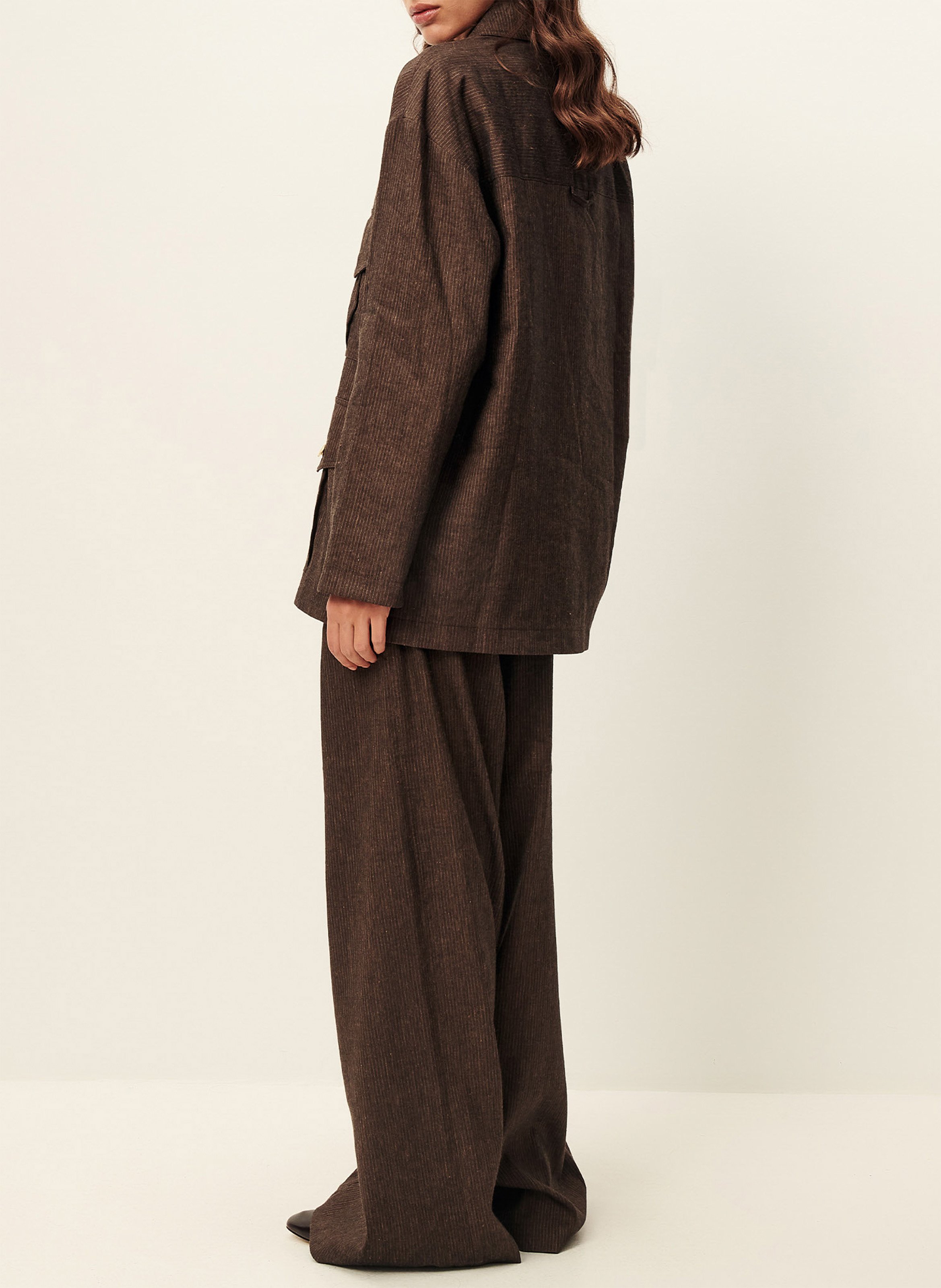 Pantalon large en lin mélangé dasum SESSUN Marron