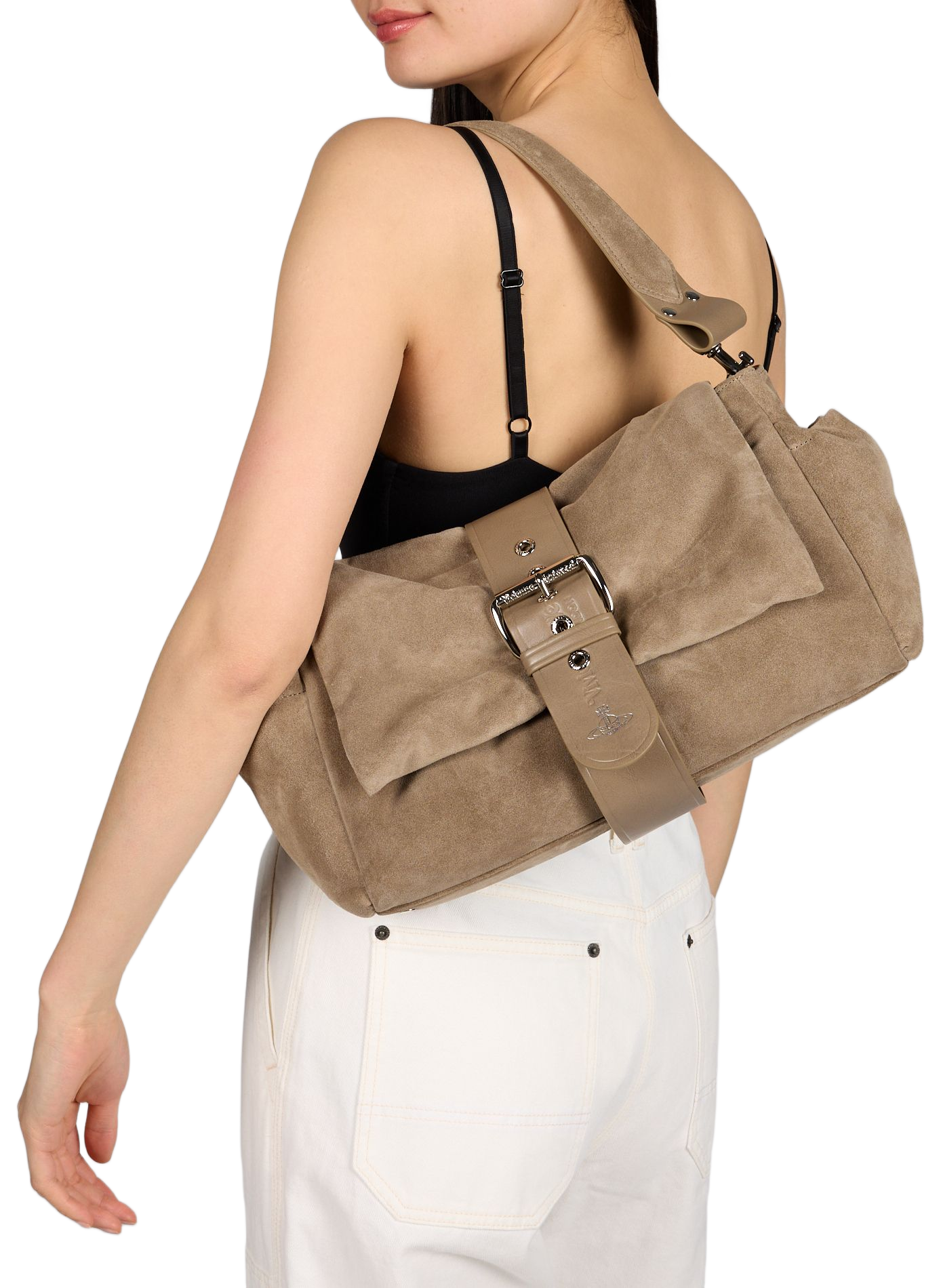 Sac à main Hazel Treasure en cuir suédé VIVIENNE WESTWOOD Beige