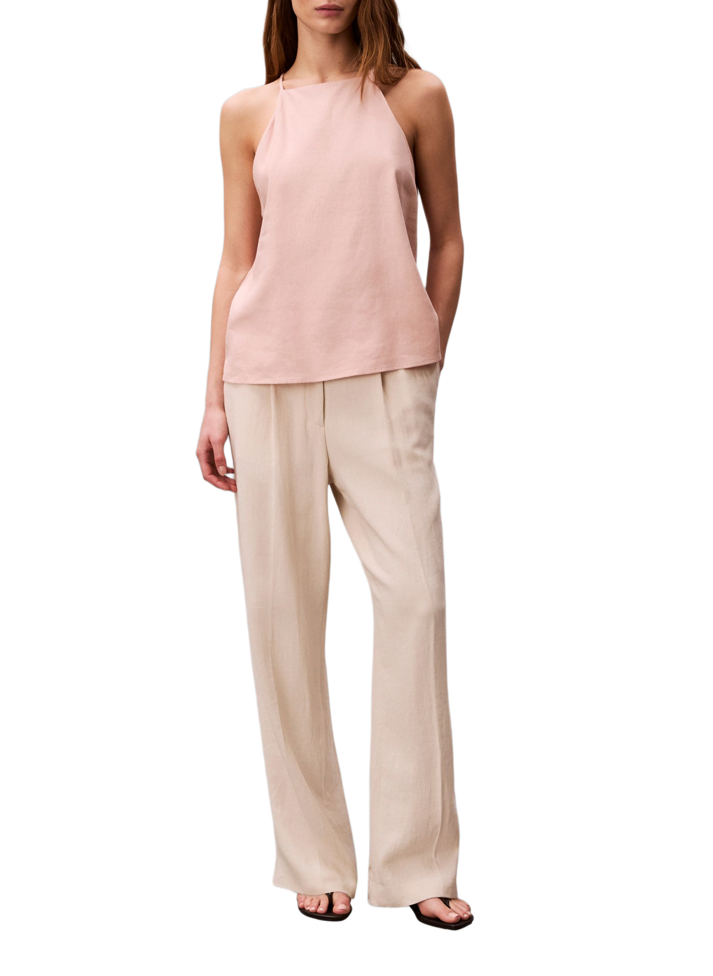 Top à fines bretelles en lin mélangé CALVIN KLEIN Rose