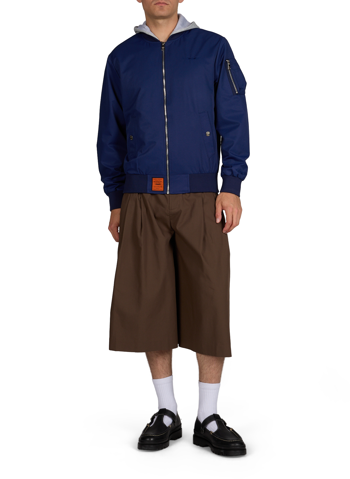 Lightweight hooded bomber Blue