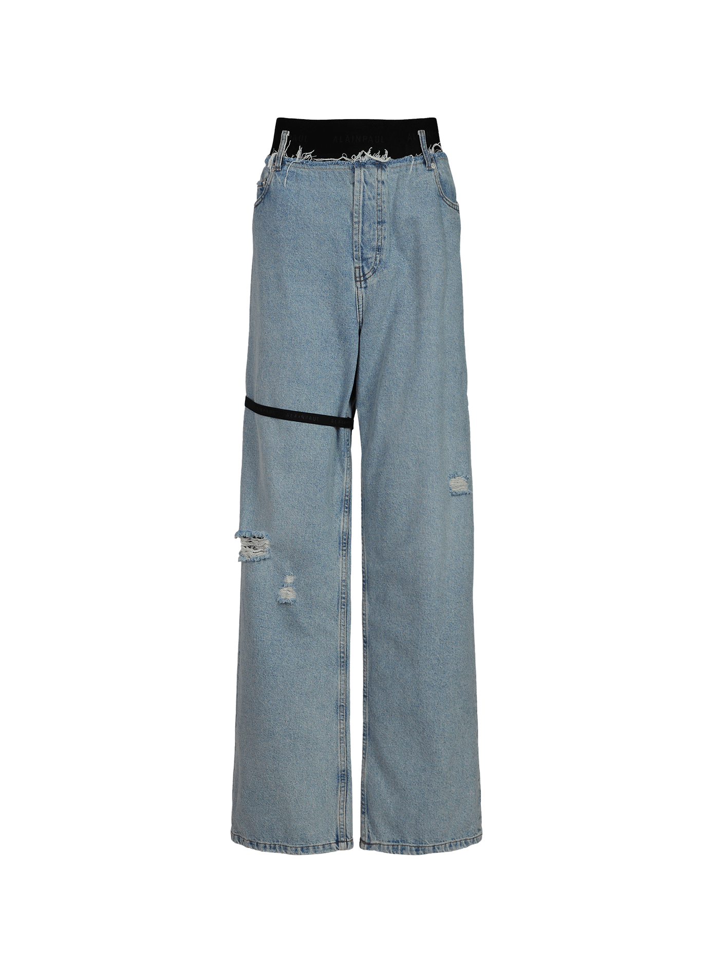 Jean droit à élastique en coton ALAINPAUL Bleu
