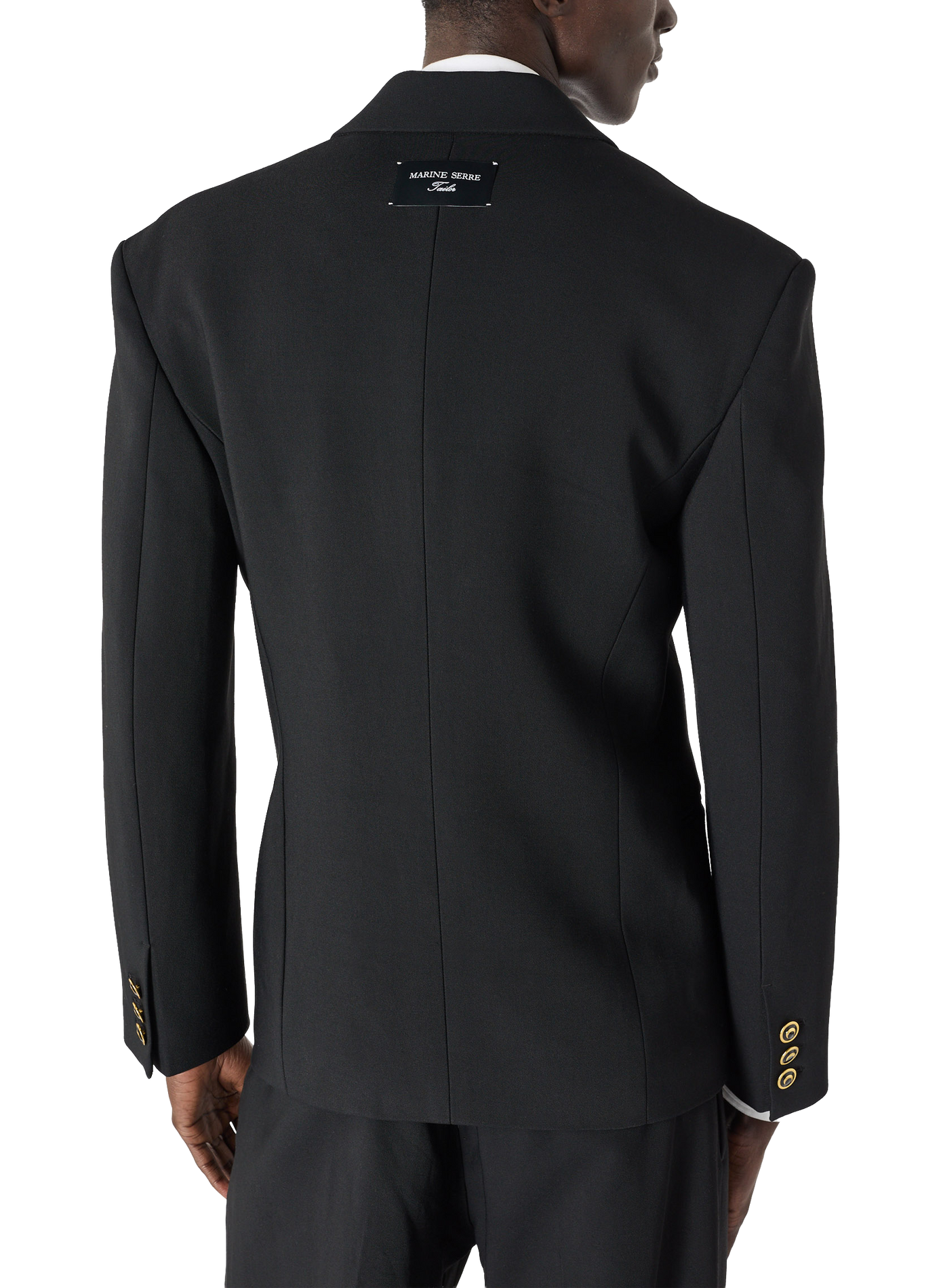 Veste tailleur en serge de laine à boutons dorés unisexe MARINE SERRE Noir