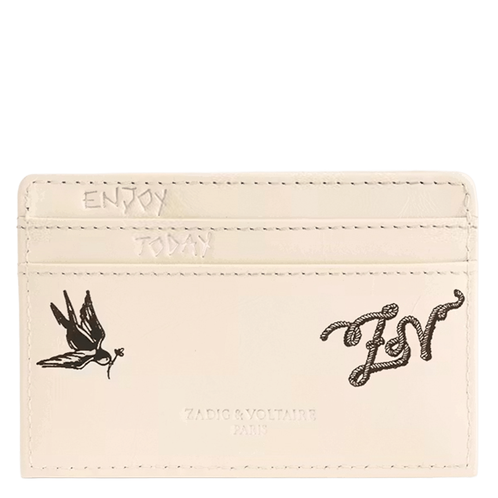 Porte-cartes en cuir imprimé zv pass ZADIG&VOLTAIRE Blanc