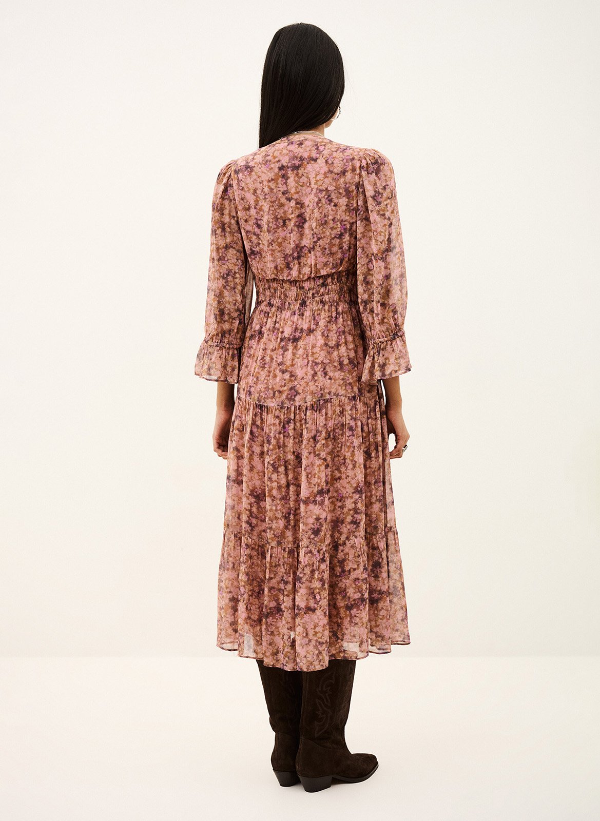 Robe midi ample imprimée aema BA&SH Rose