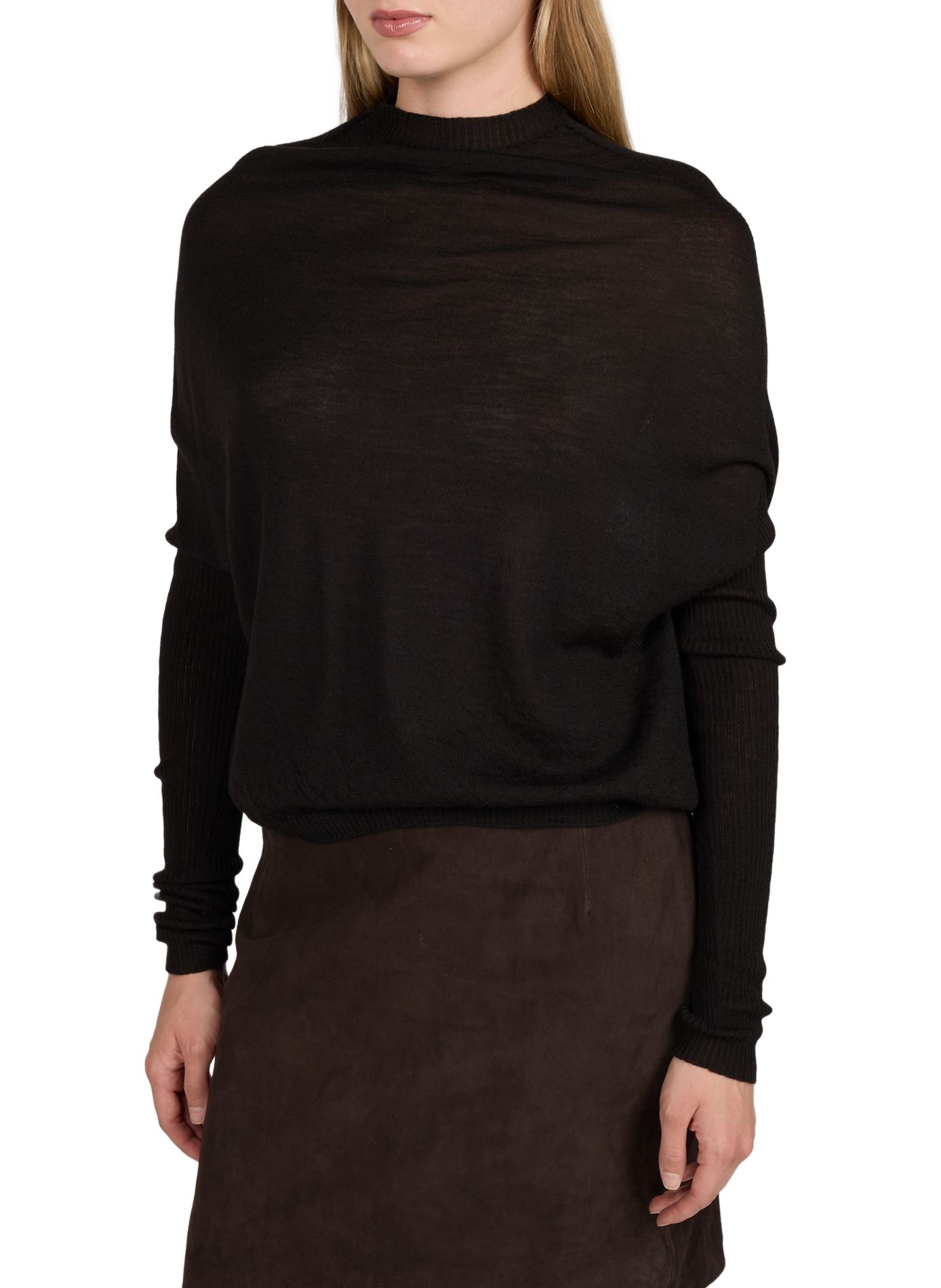Gerader Rundhalsausschnitt-Pullover aus Wolle RICK OWENS Schwarz