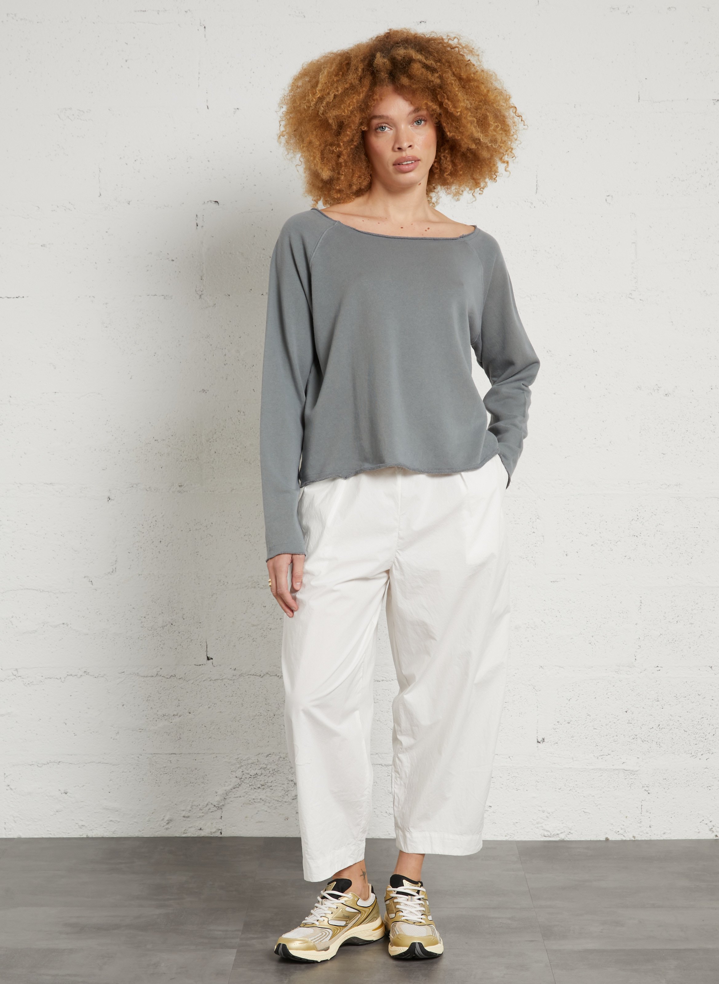 Sweat en coton col bateau vibtown AMERICAN VINTAGE Bleu