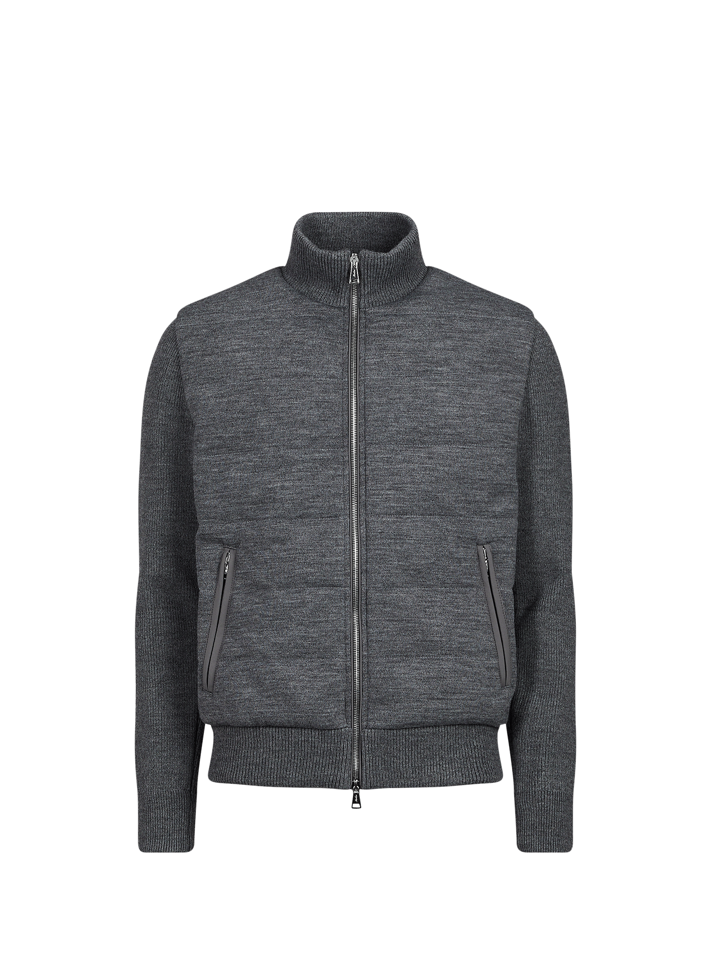 Blouson droit matelassé en laine et cachemire AURELIEN Gris