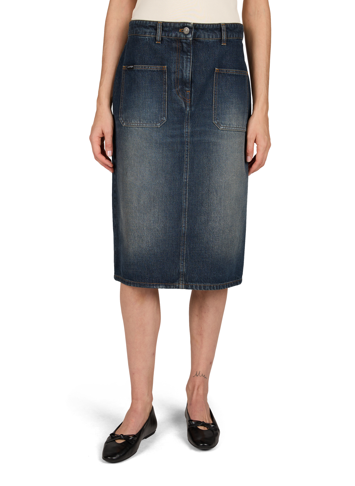 Midi-Rock aus Denim COURRÈGES Blau