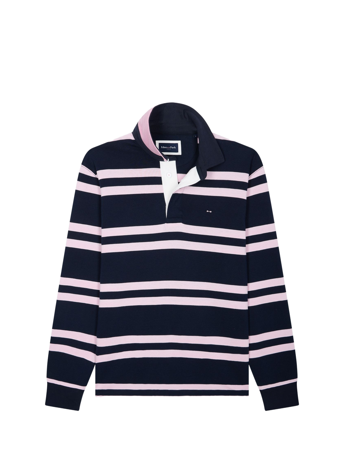 Polo slim à rayures en coton EDEN PARK Blue