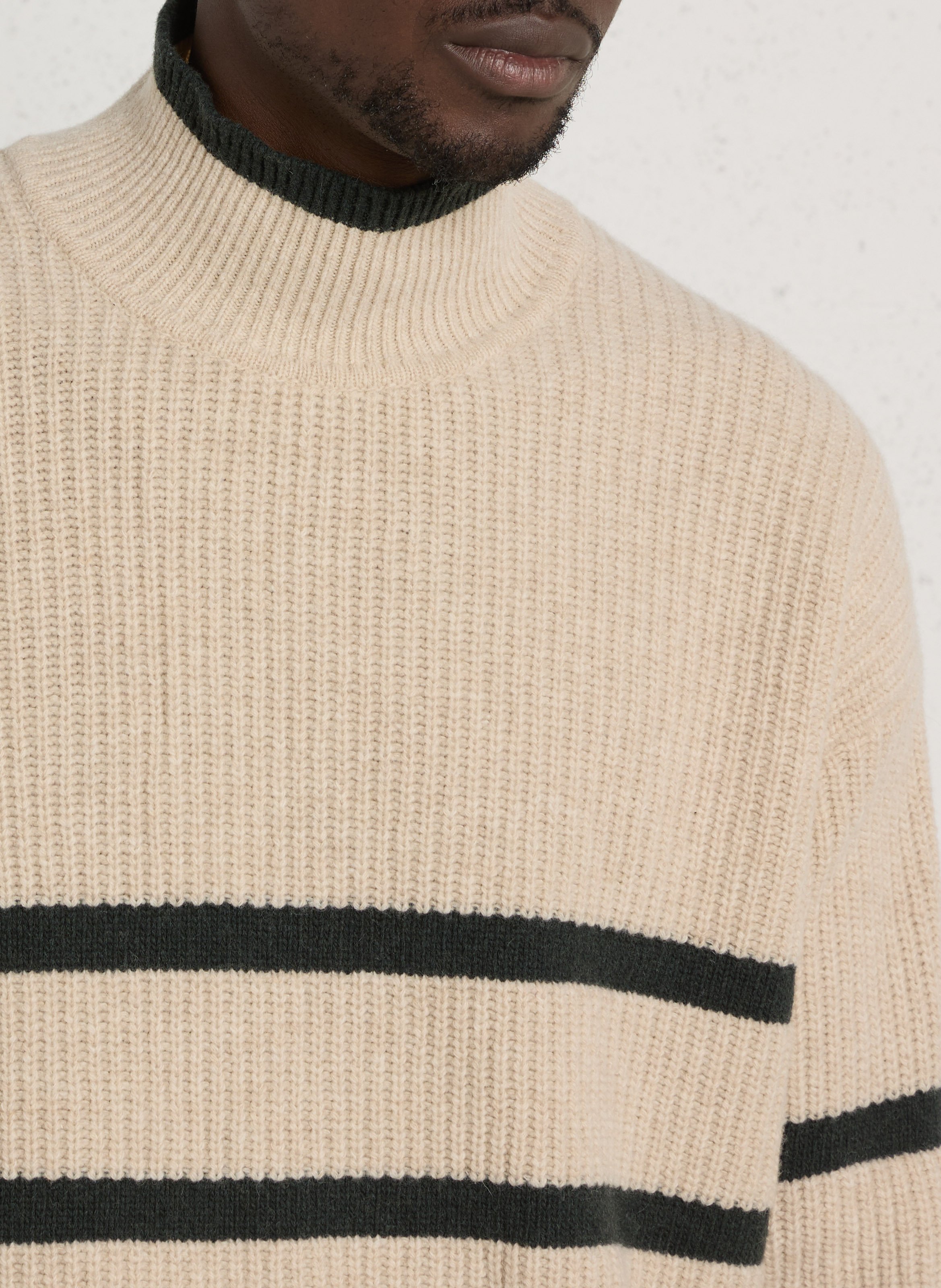 Pull ample rayé en laine mélangée ARMOR-LUX Beige