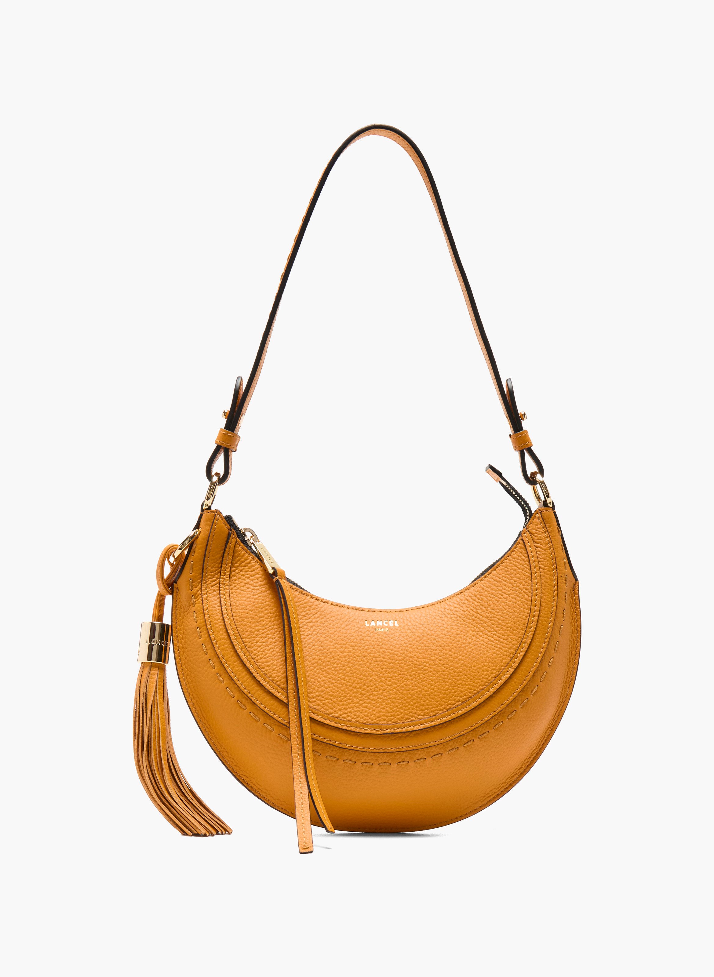 Sac à main bandoulière s en cuir de vachette grainé, orange curcuma. LANCEL Orange