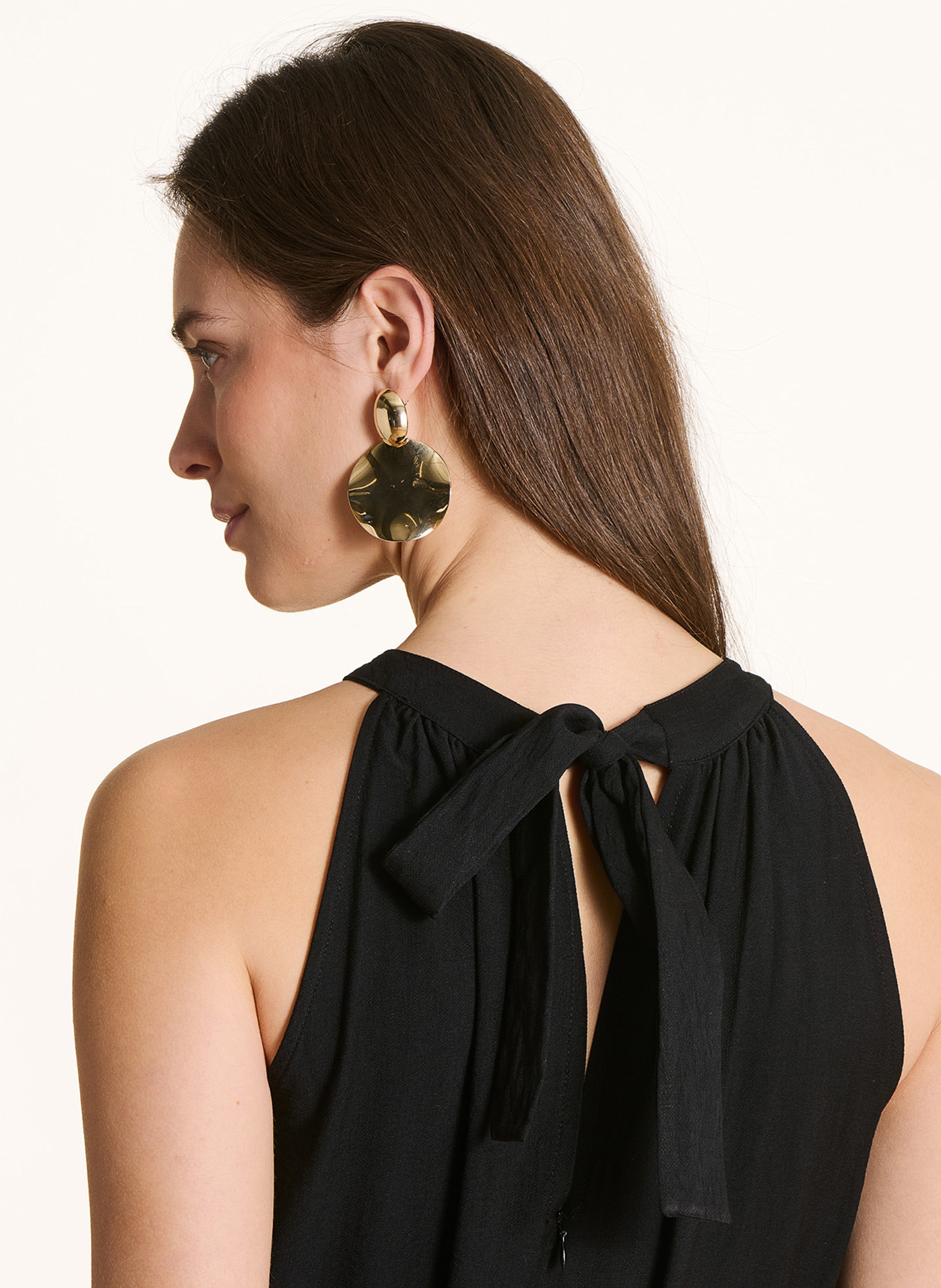 Lange soepelvallende jumpsuit LA FEE MARABOUTEE Zwart