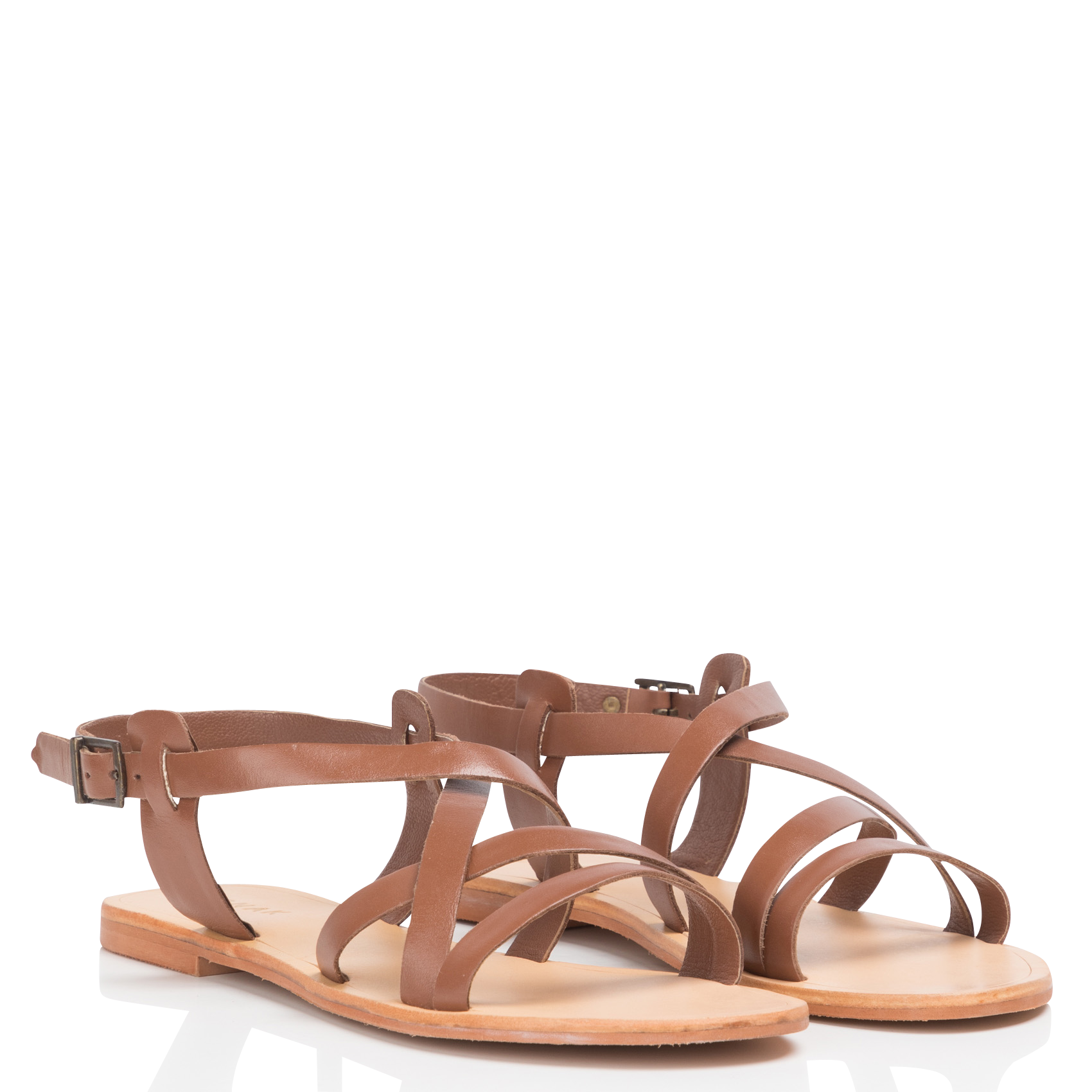 Sandales à brides croisées en cuir de vachette wischia Marron