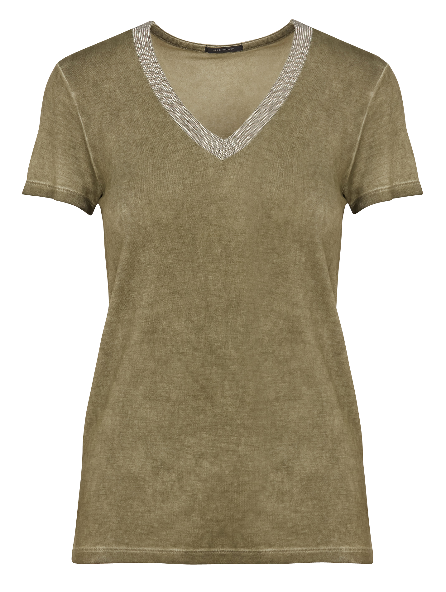 Tee-shirt col v détails fantaisie IKKS Kaki