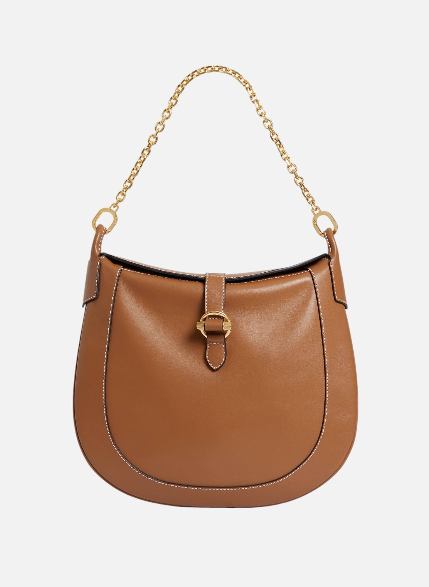 Grand sac bandoulière pia en cuir lisse LE TANNEUR Marron