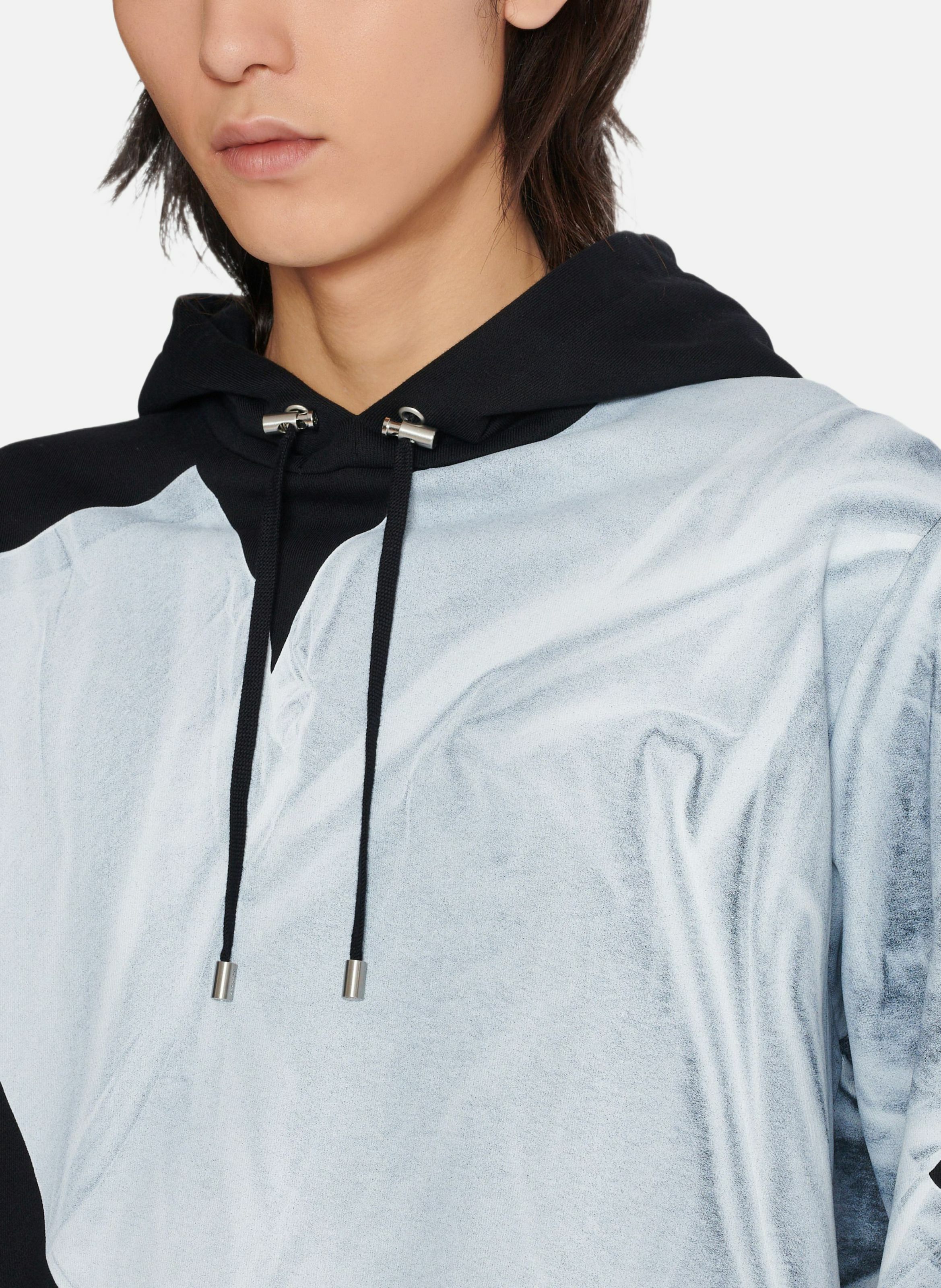 Hoodie imprimé trompe-l'œil t-shirt BALMAIN Noir