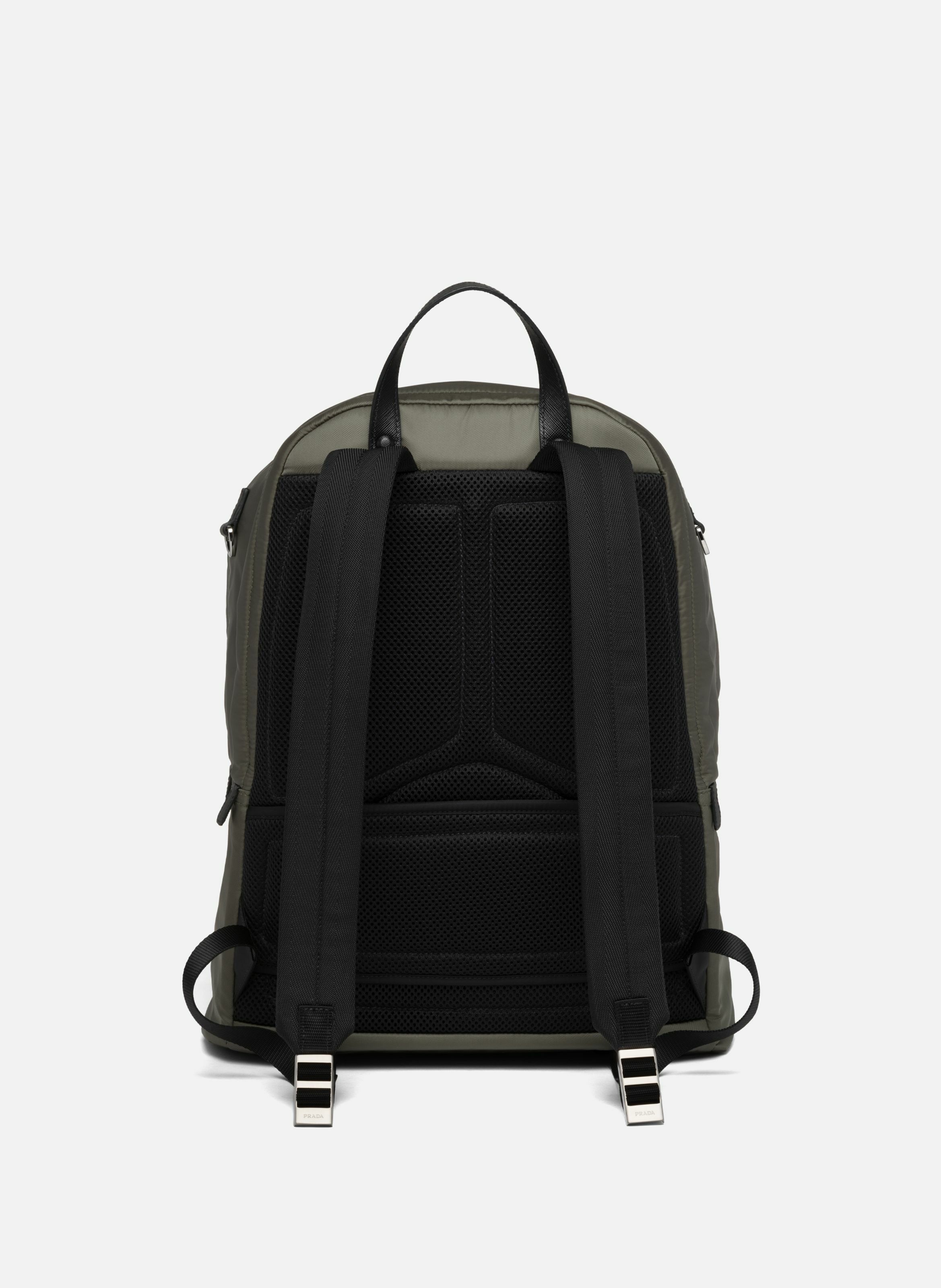 Sac à dos en re-nylon et cuir saffiano PRADA Vert