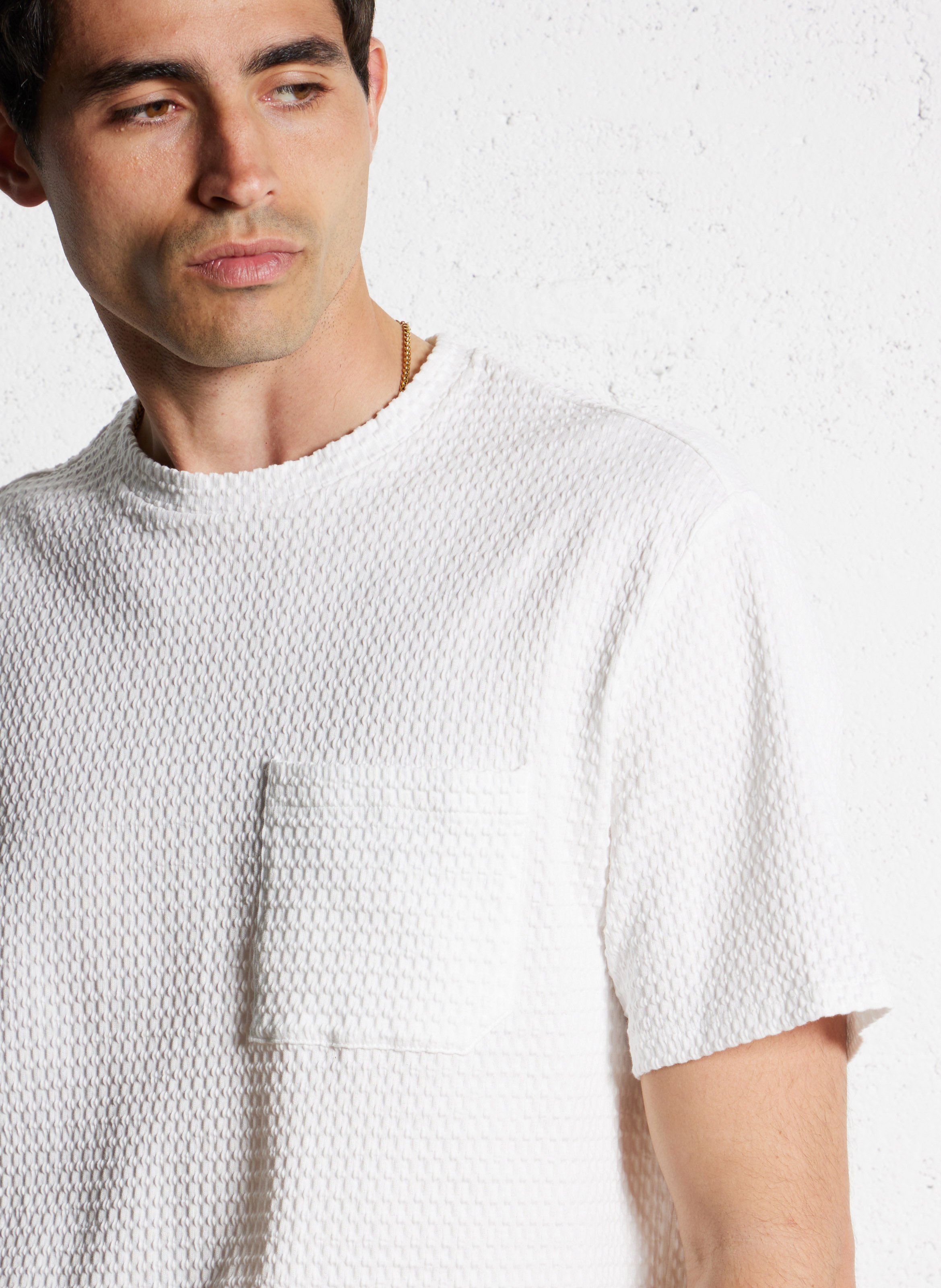 Tee-shirt col rond en coton mélangé IKKS Blanc