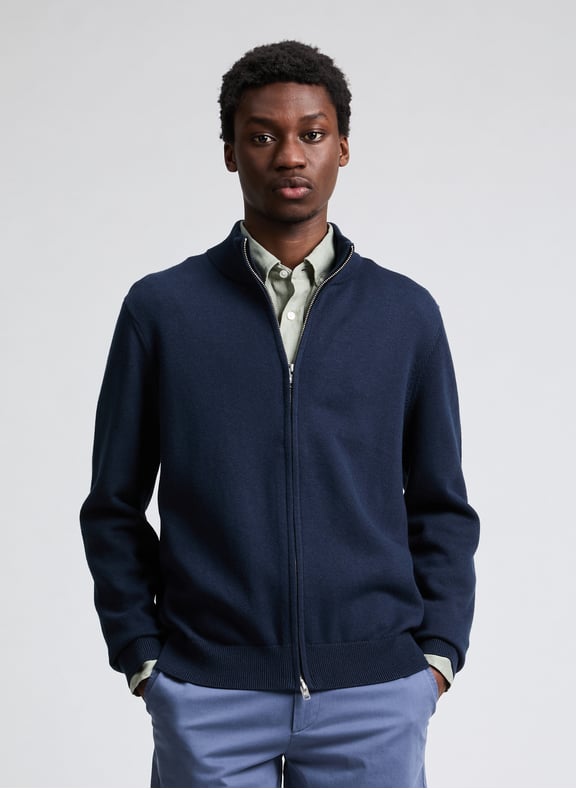Pull droit en coton et laine mérinos Bleu by AIGLE AIGLE Pull droit en coton et laine mérinos Bleu