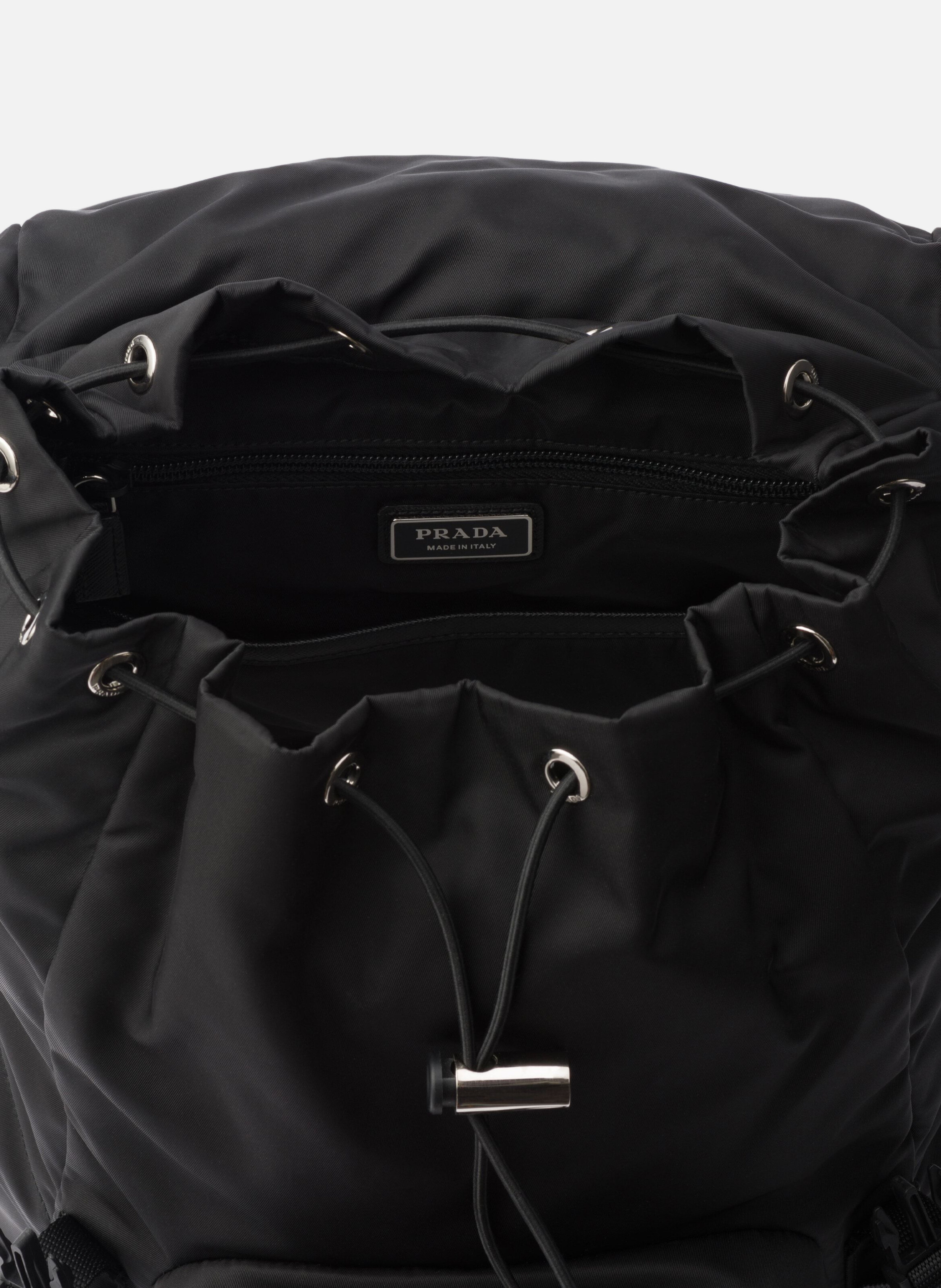 Sac à dos en re-nylon et cuir saffiano PRADA Noir