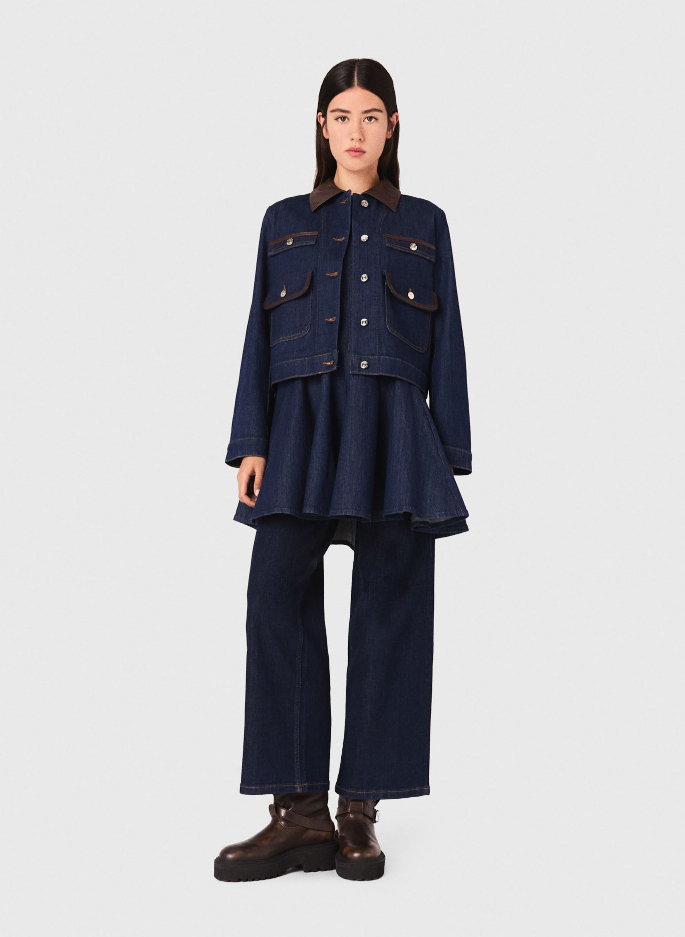 Veste en jean col classique MAJE Bleu