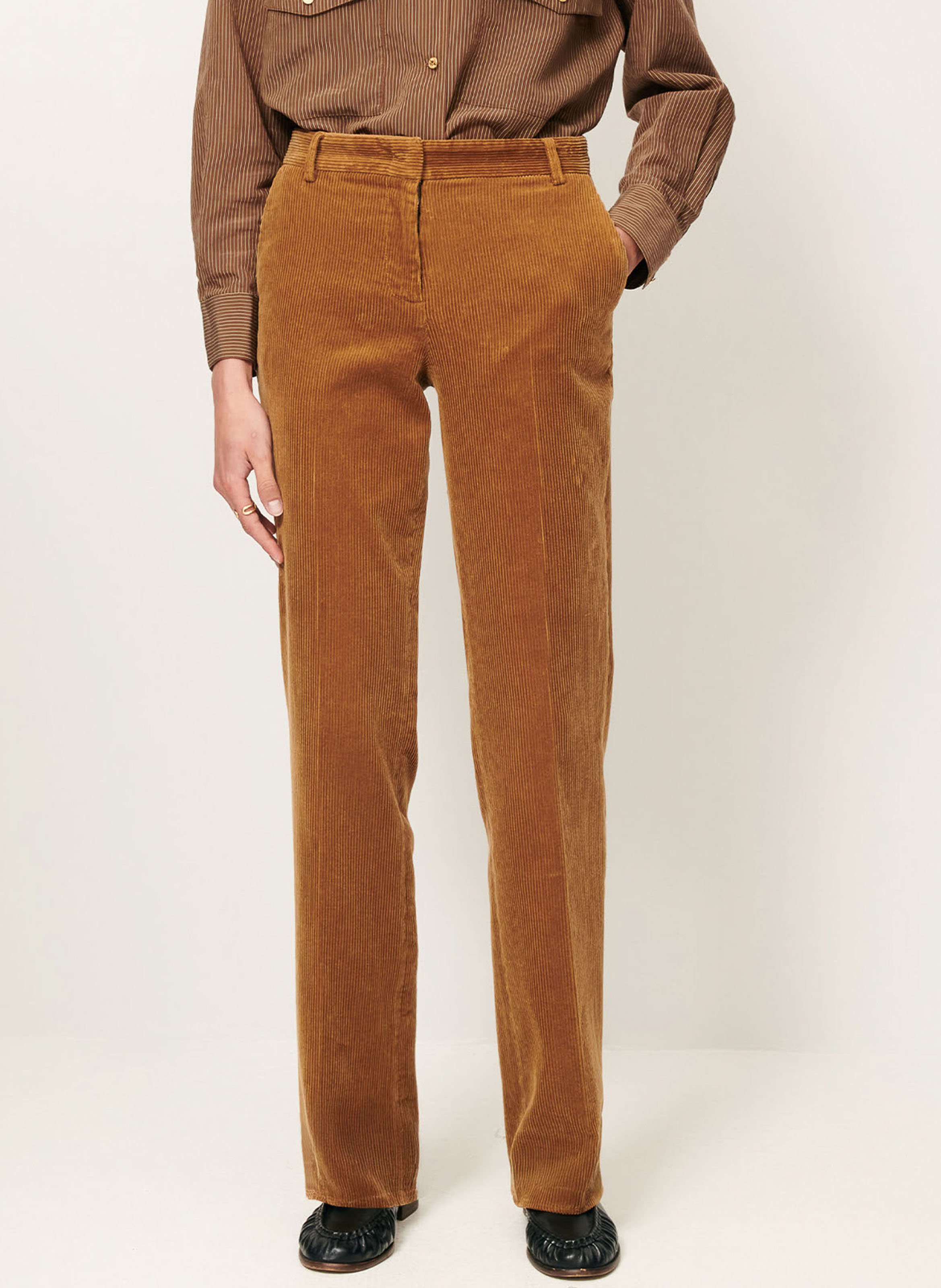 Pantalon droit en coton mélangé janet SESSUN Marron