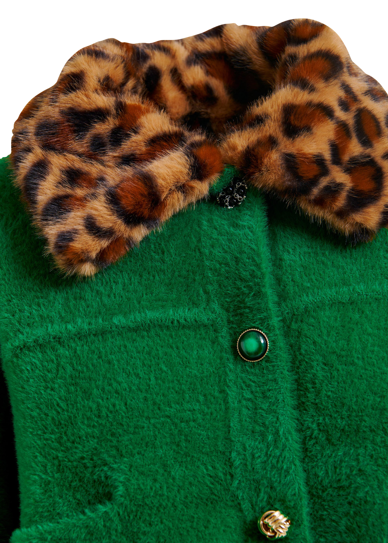 Cardigan ample à col fourrure amovible intention ESSENTIEL ANTWERP Vert