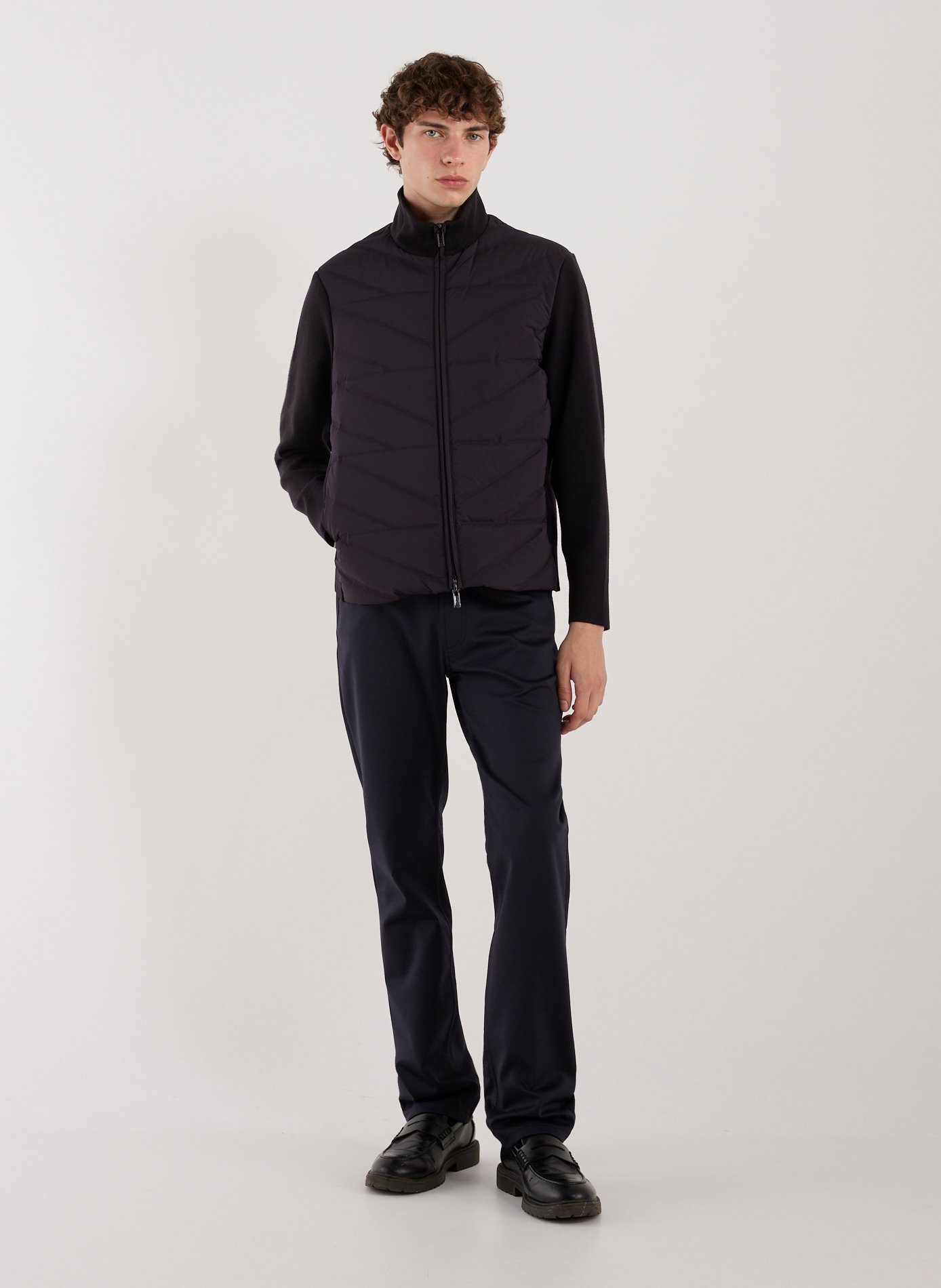 Straight stand-up collar jacket EMPORIO ARMANI Blue