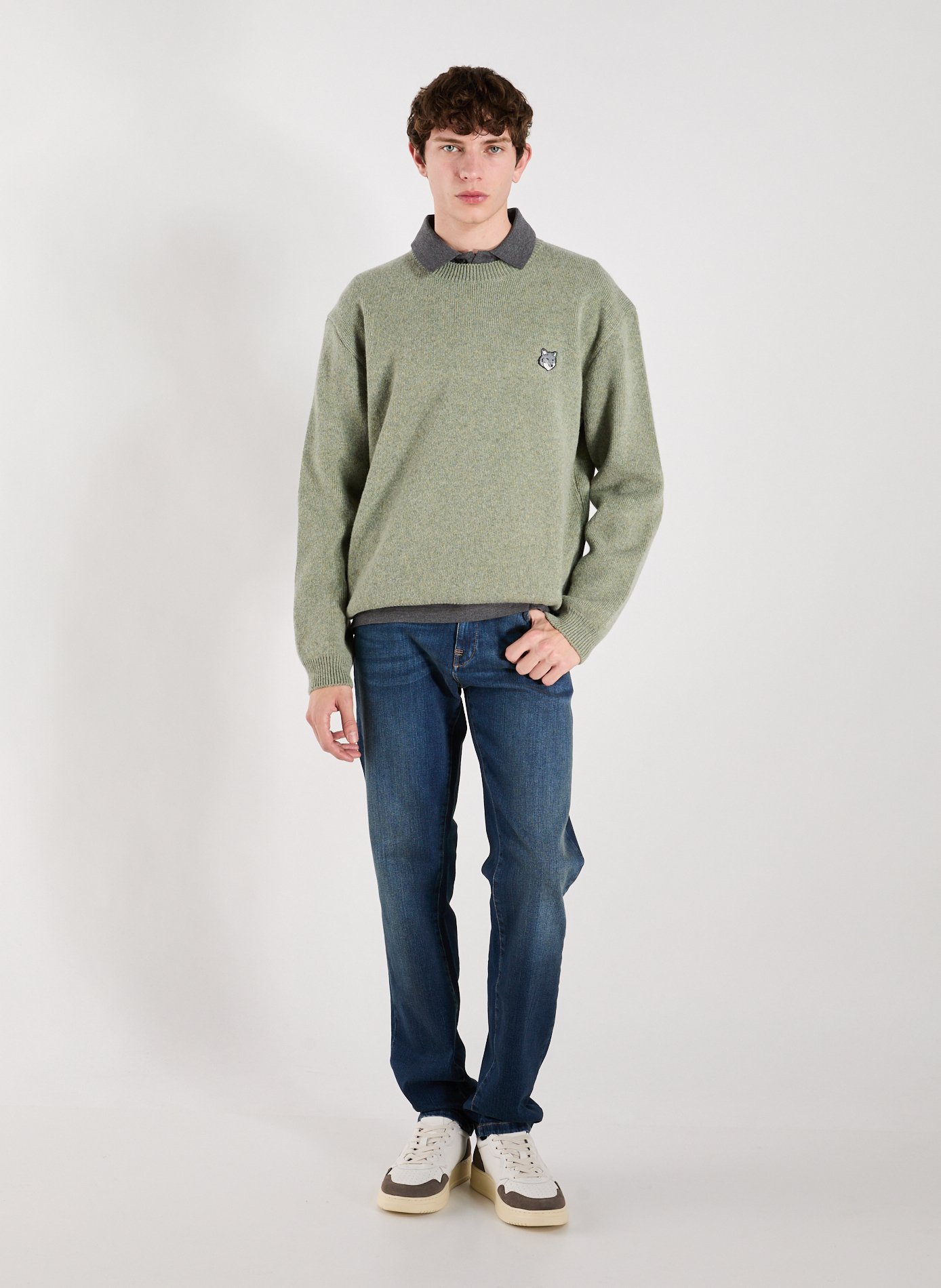 Round-neck wool oversized sweater MAISON KITSUNÉ Green