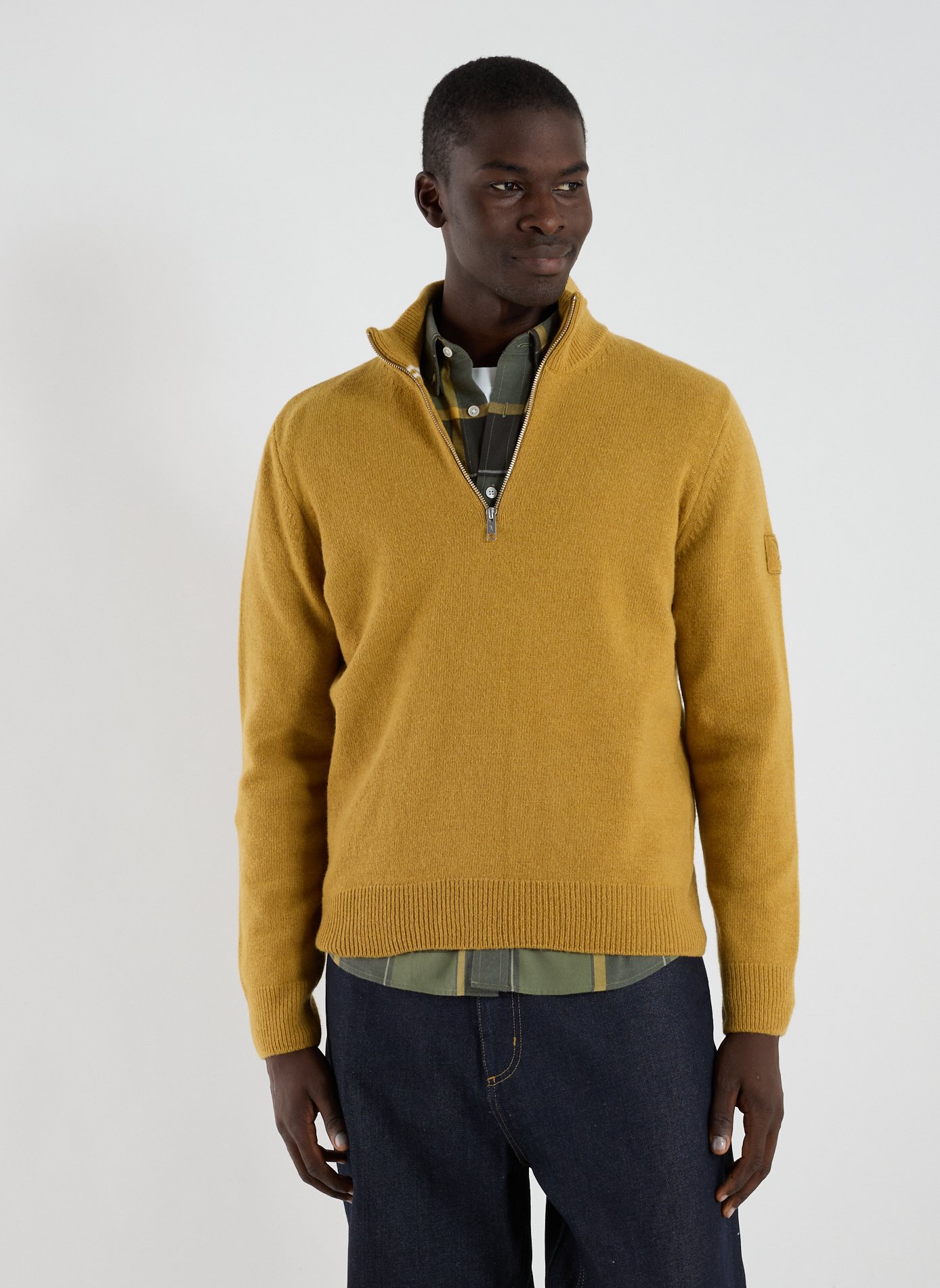 AIGLE Wool zip-neck jumper Beige