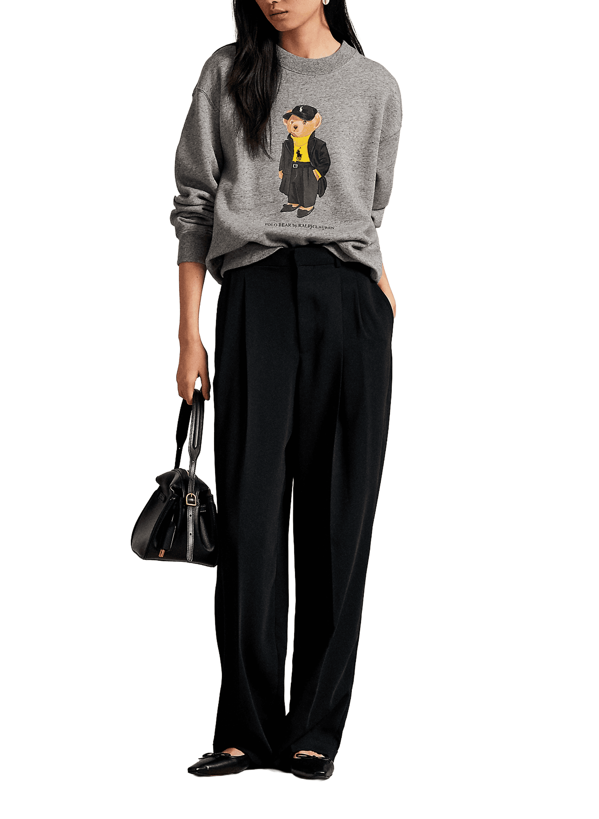 Sweatshirt à logo en coton mélangé POLO RALPH LAUREN Gris