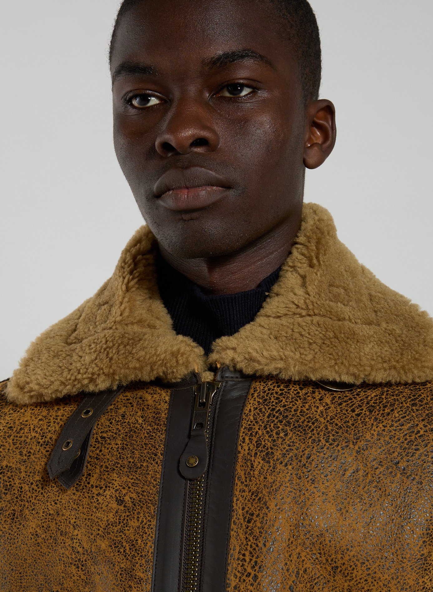 Blouson bombardier en cuir de mouton SCHOTT Jaune