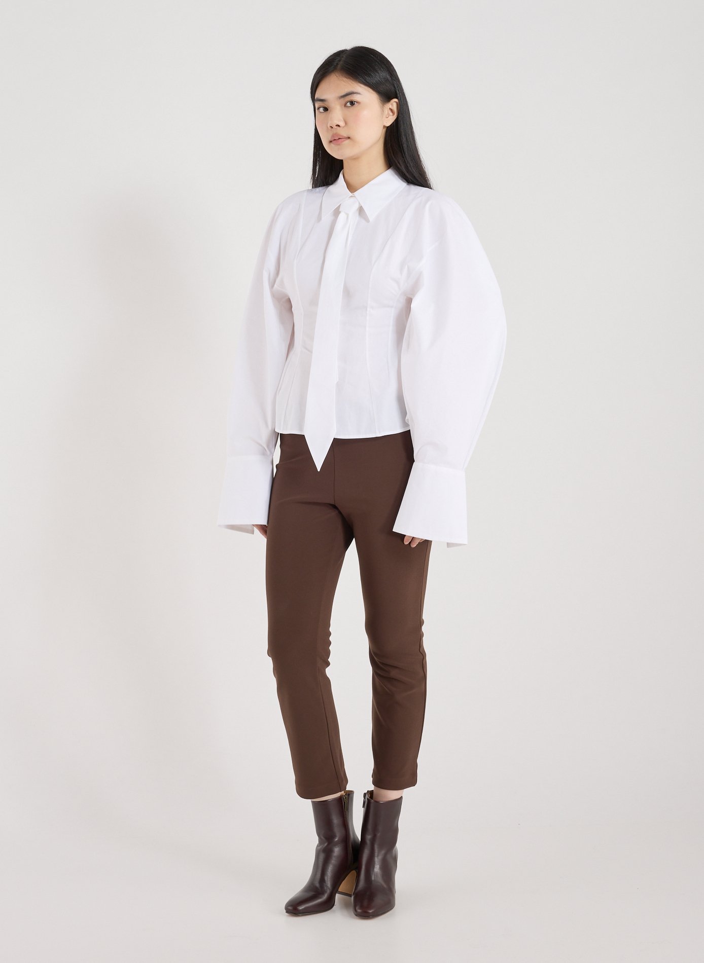 Chemise cintrée à cravate en coton A.W.A.K.E. MODE Blanc