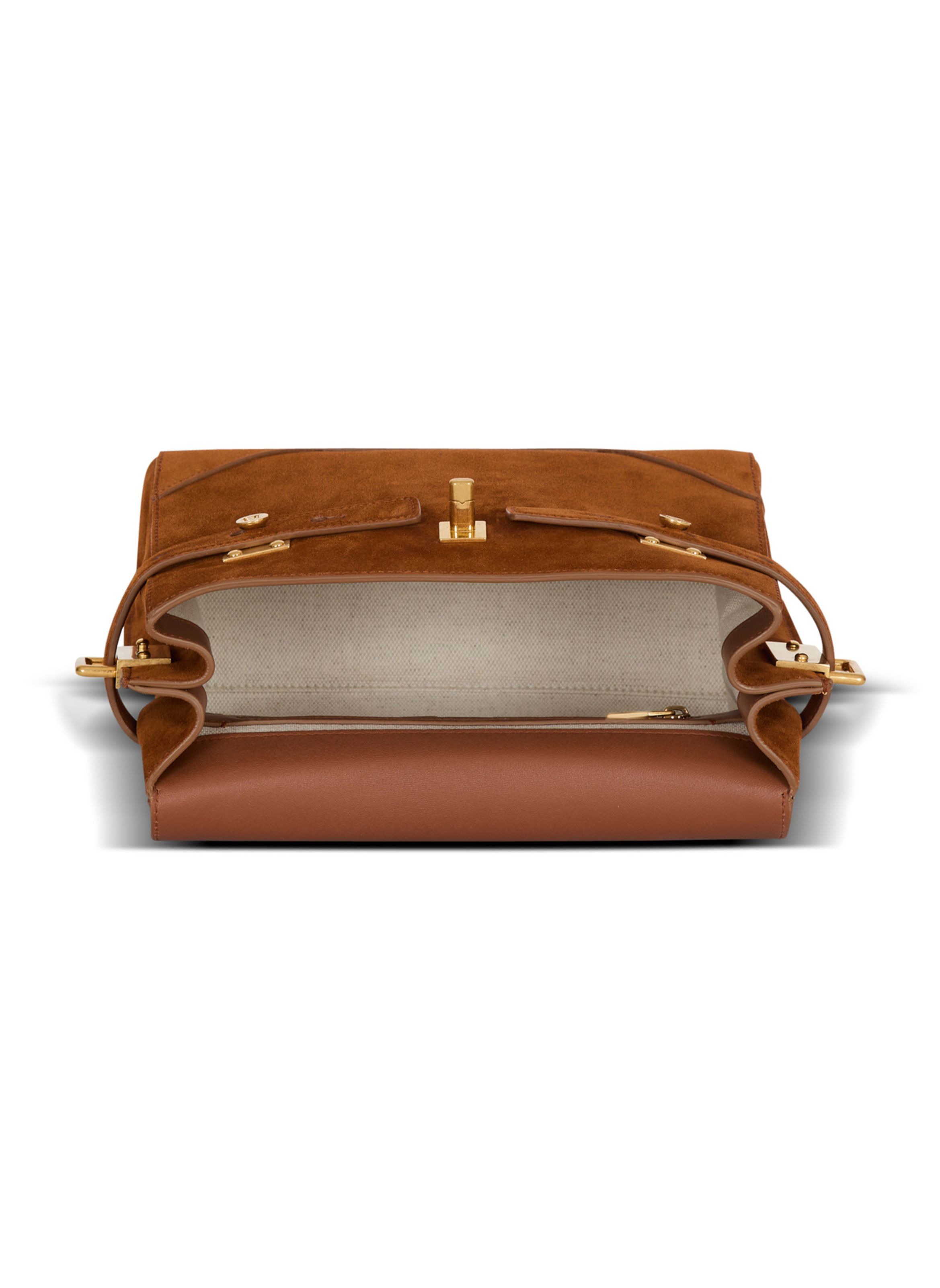 Sac b-buzz 23 en daim BALMAIN Marron