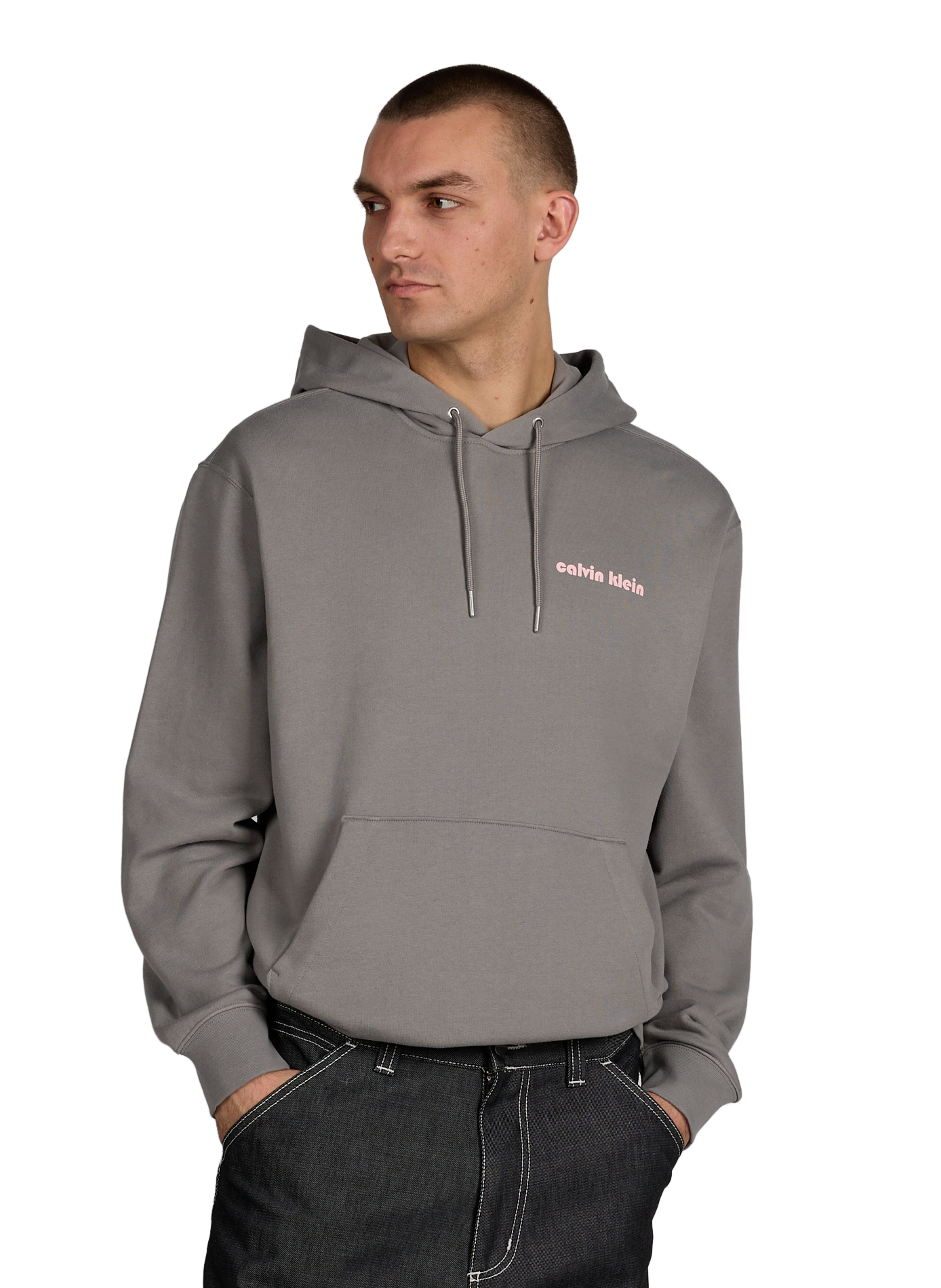 Hoodie à capuche en coton mélangé CALVIN KLEIN Gris