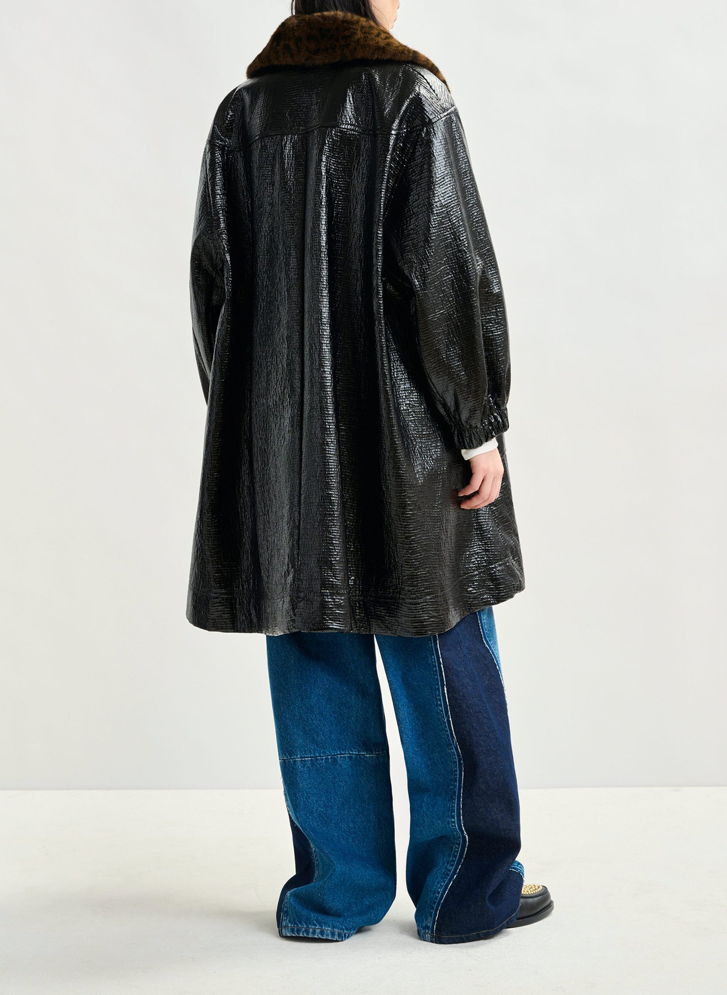 Manteau col effet fourrure iom ESSENTIEL ANTWERP Bleu