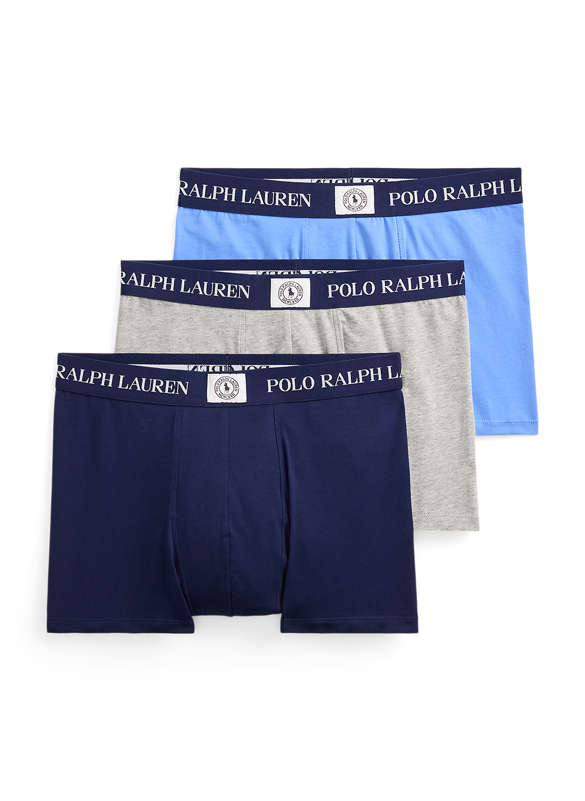 Boxer uni en coton mélangé  Marine-bleu-blanc