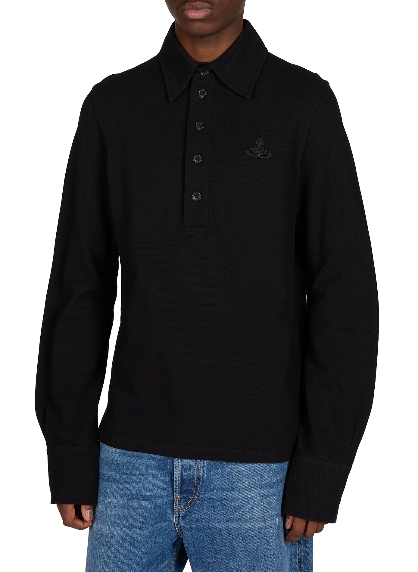 Long-sleeve cotton Polo shirt VIVIENNE WESTWOOD Black