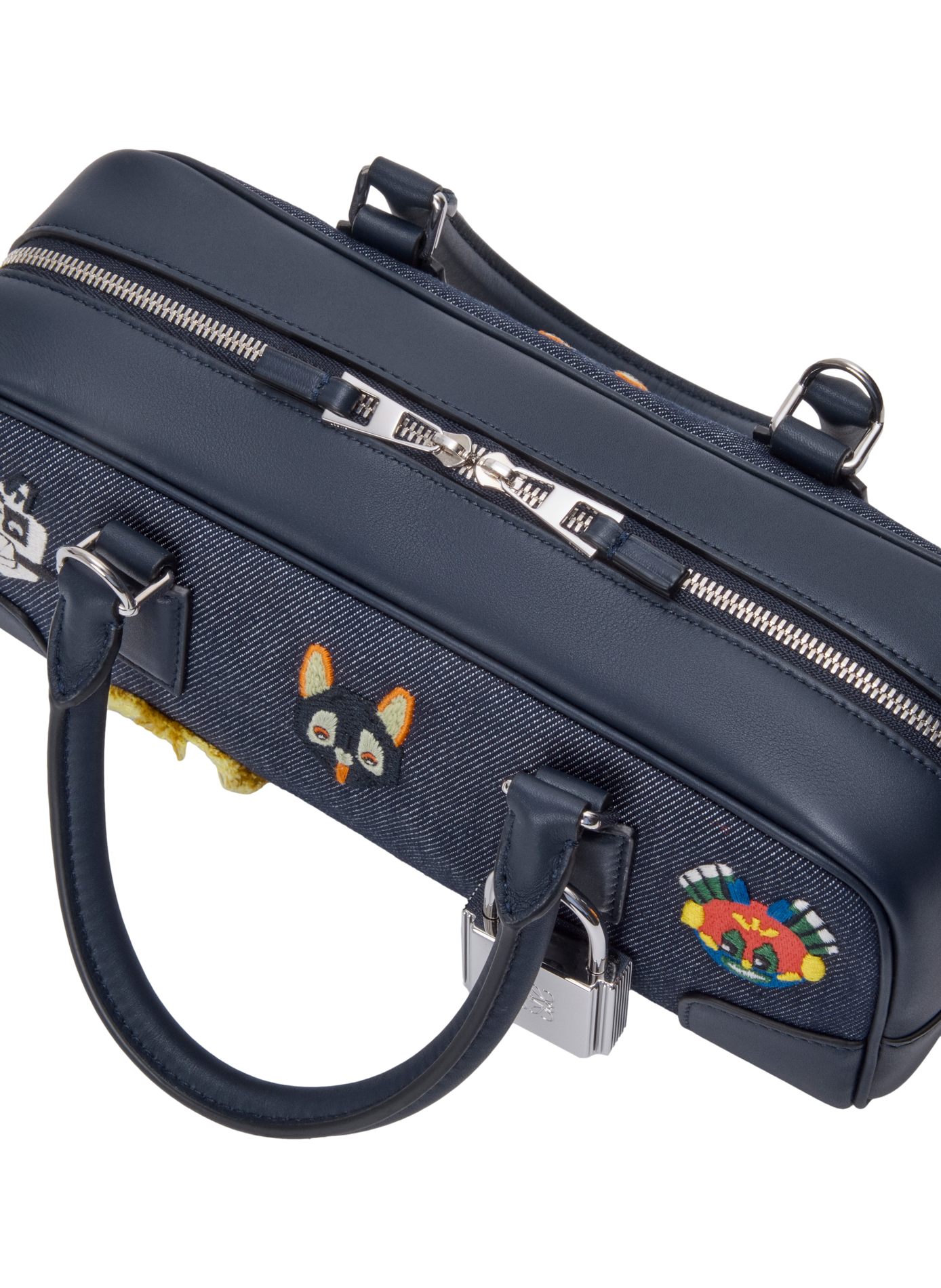 LOEWE x Louis Wain - Sac Amazona 23 Cropped Cats en denim brodé LOEWE Bleu