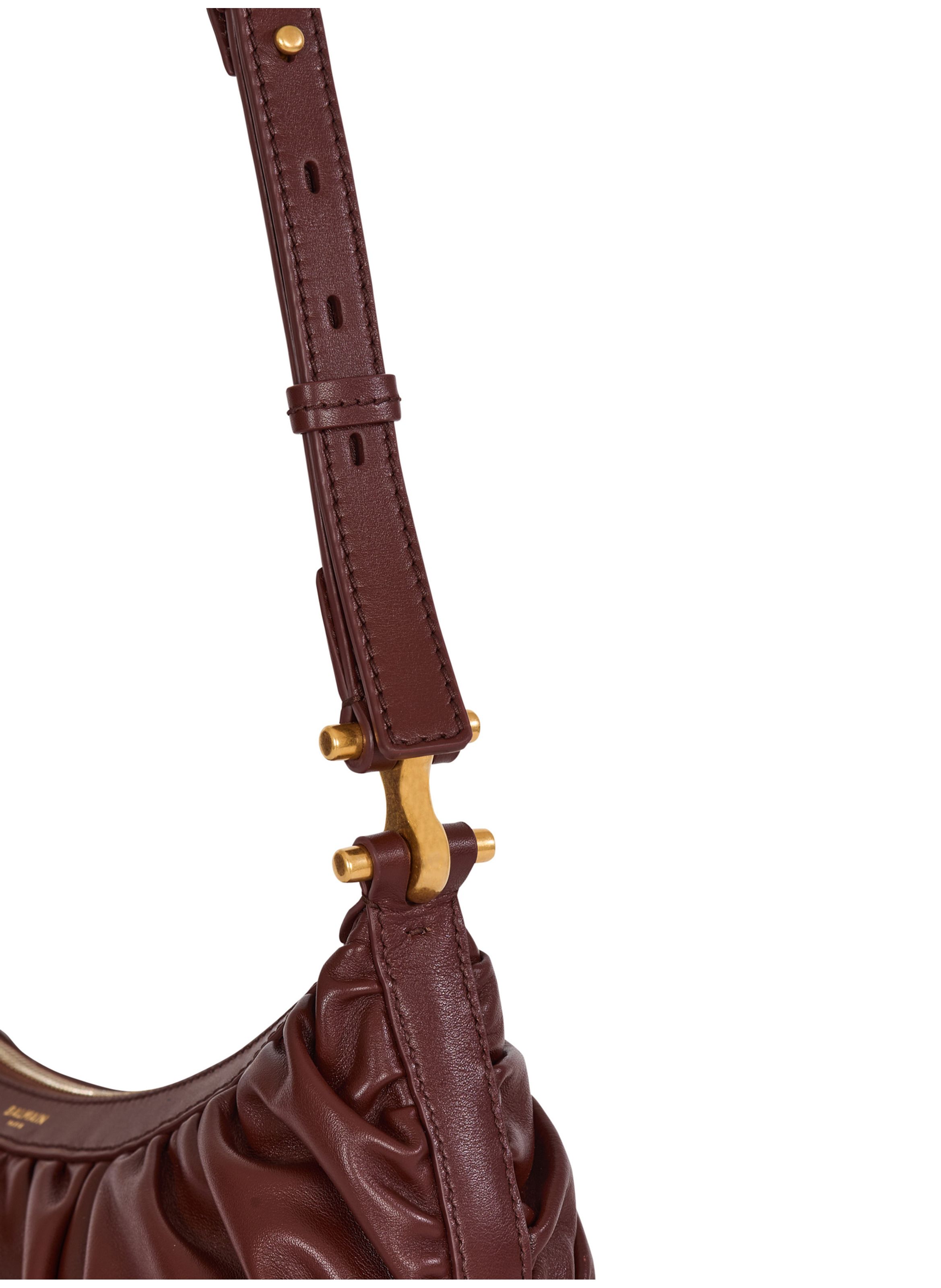 Sac ebene hobo en cuir de veau BALMAIN Marron