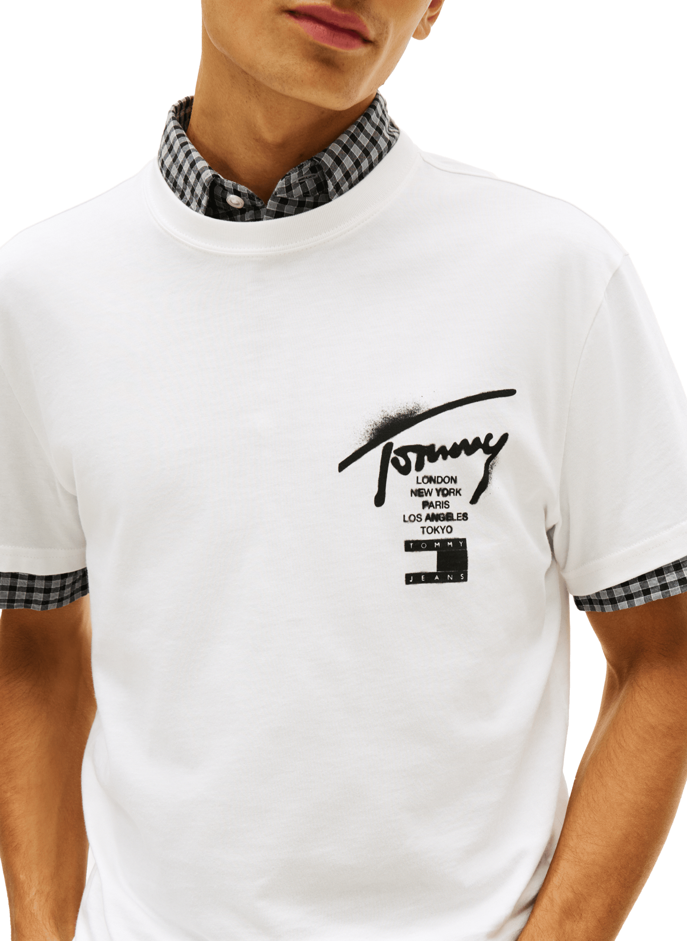 Biker-style cotton t-shirt TOMMY HILFIGER White