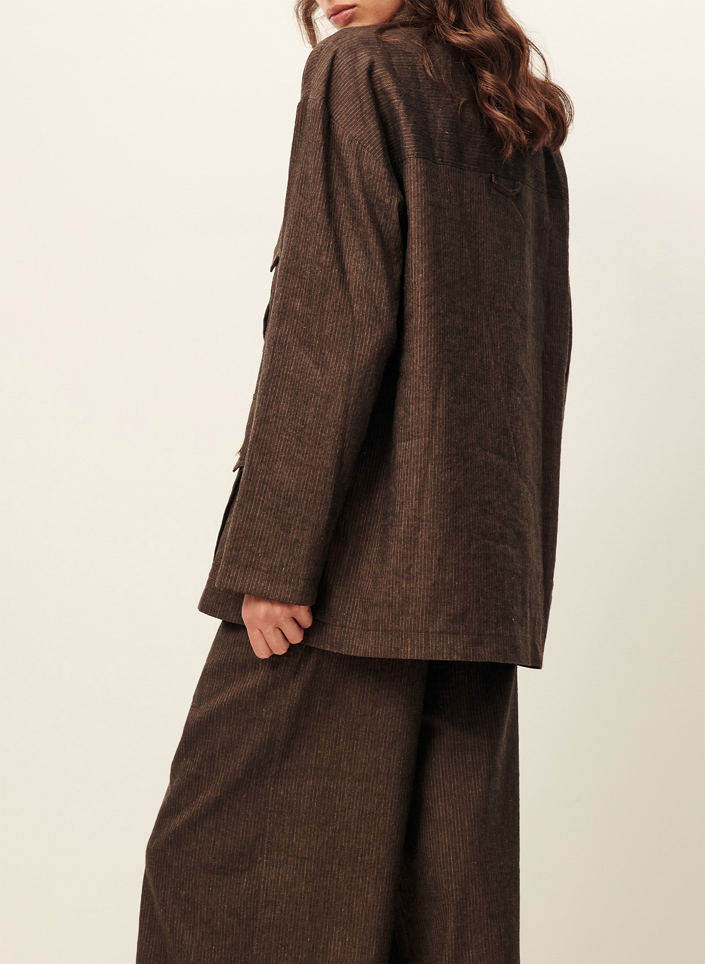 Pantalon large en lin mélangé dasum SESSUN Marron